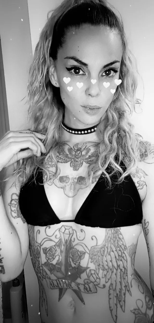 My bikini matches my collar... 😘🖤🖤