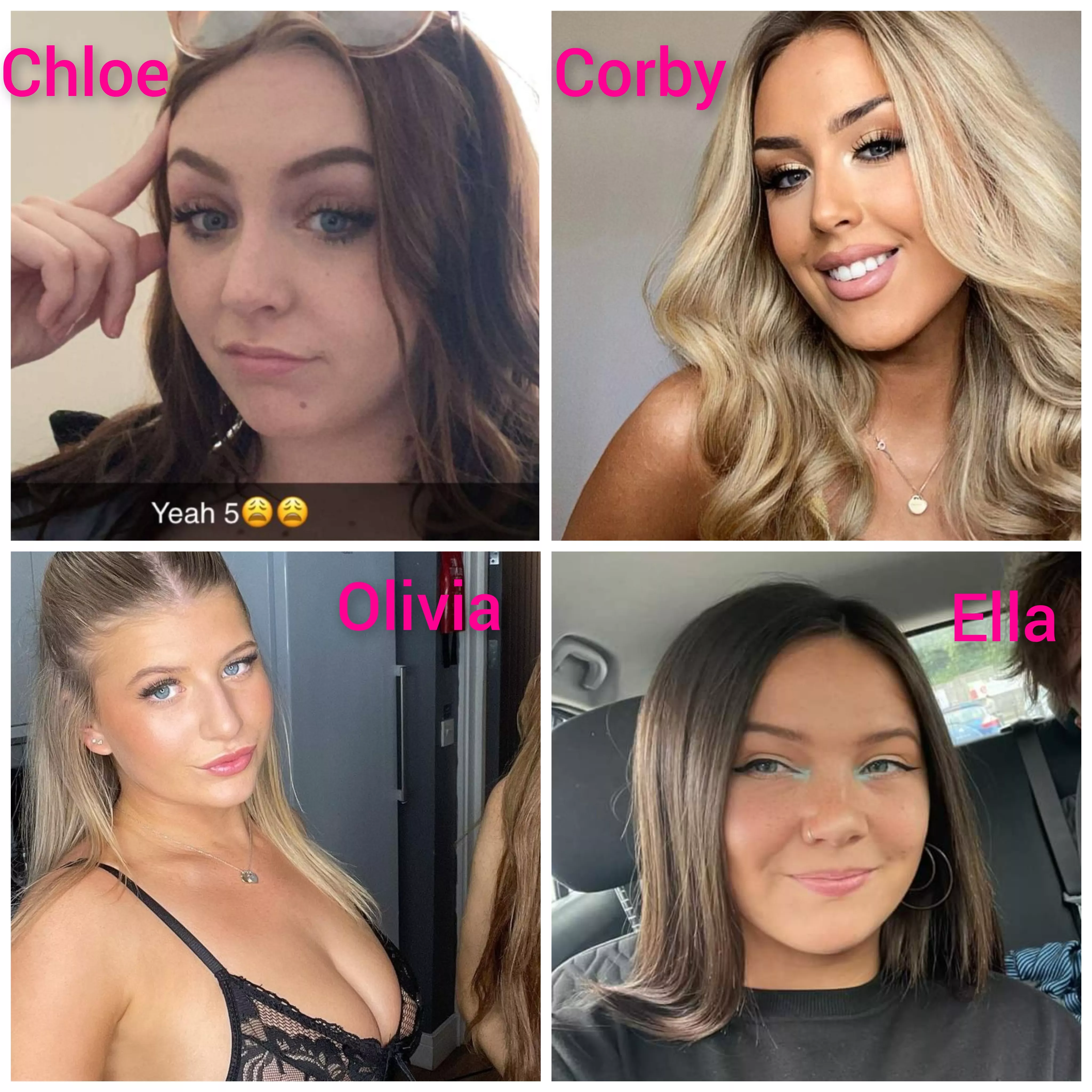 rank these girls in order from sexiest to least and who would be worth a cum tribute