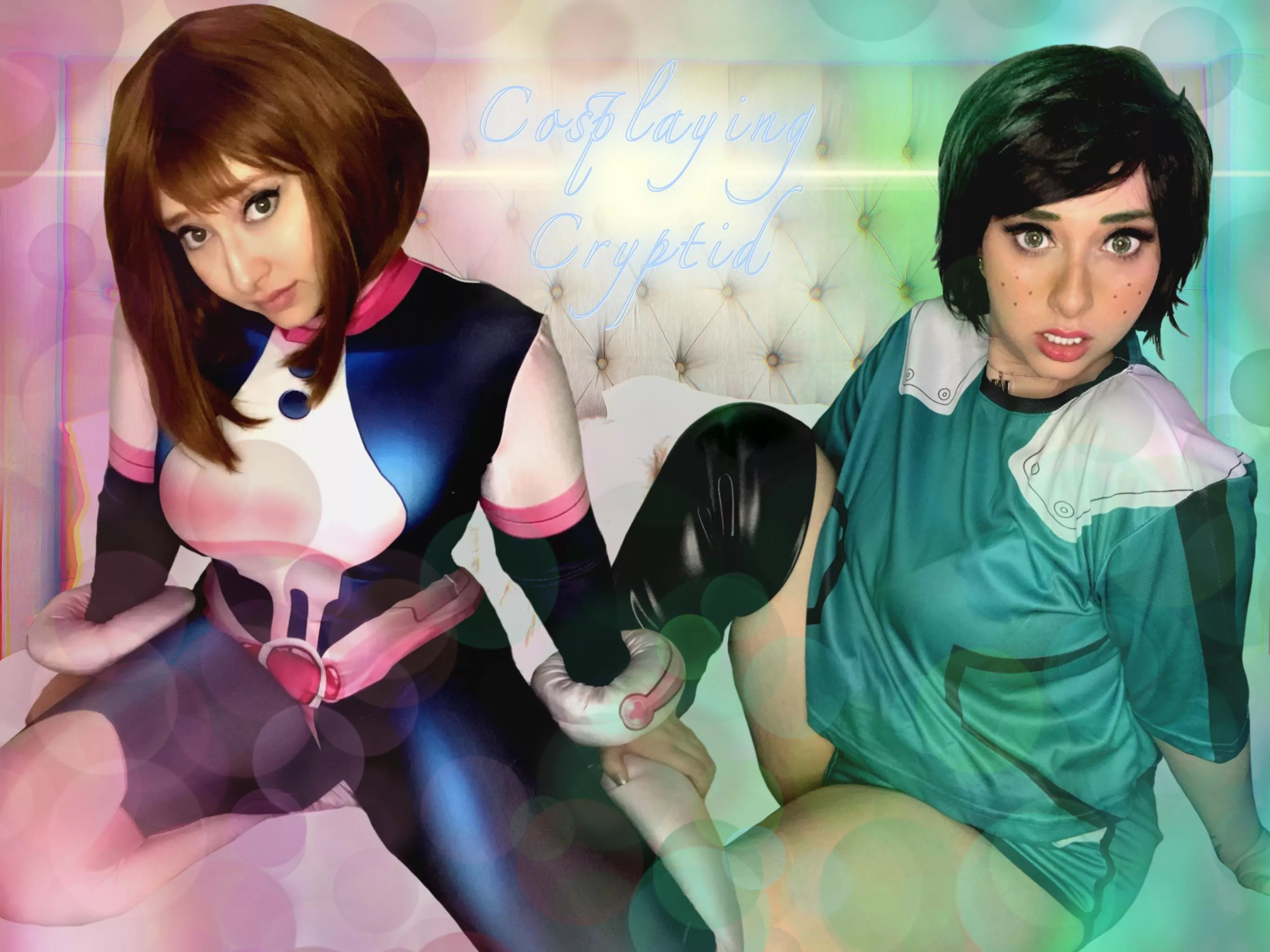 Come join us in bed ;) Uraraka and Deku cosplays by Cosplaying Cryptid