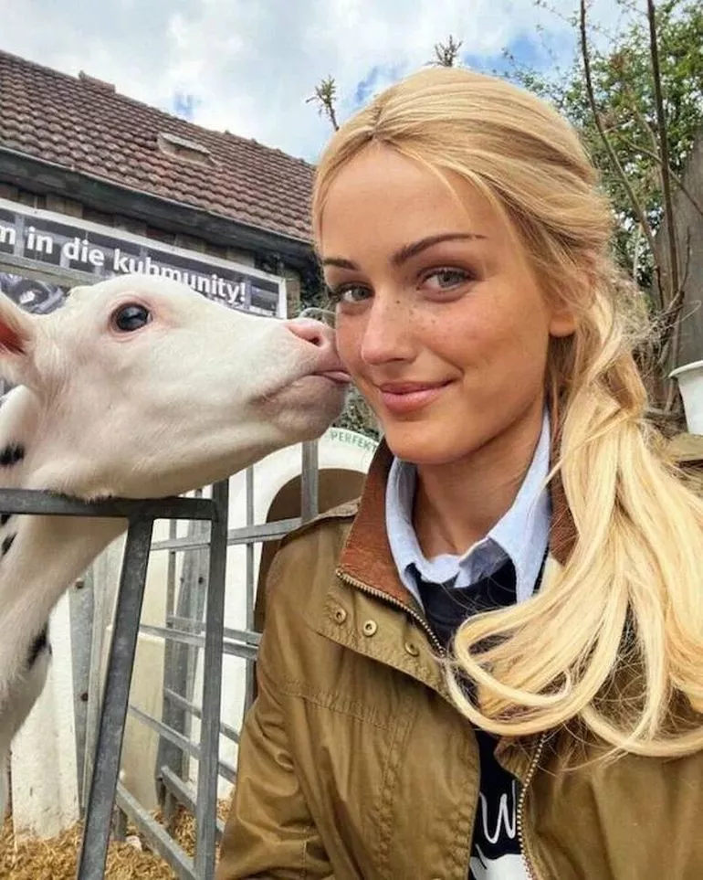 Cute girl with goat