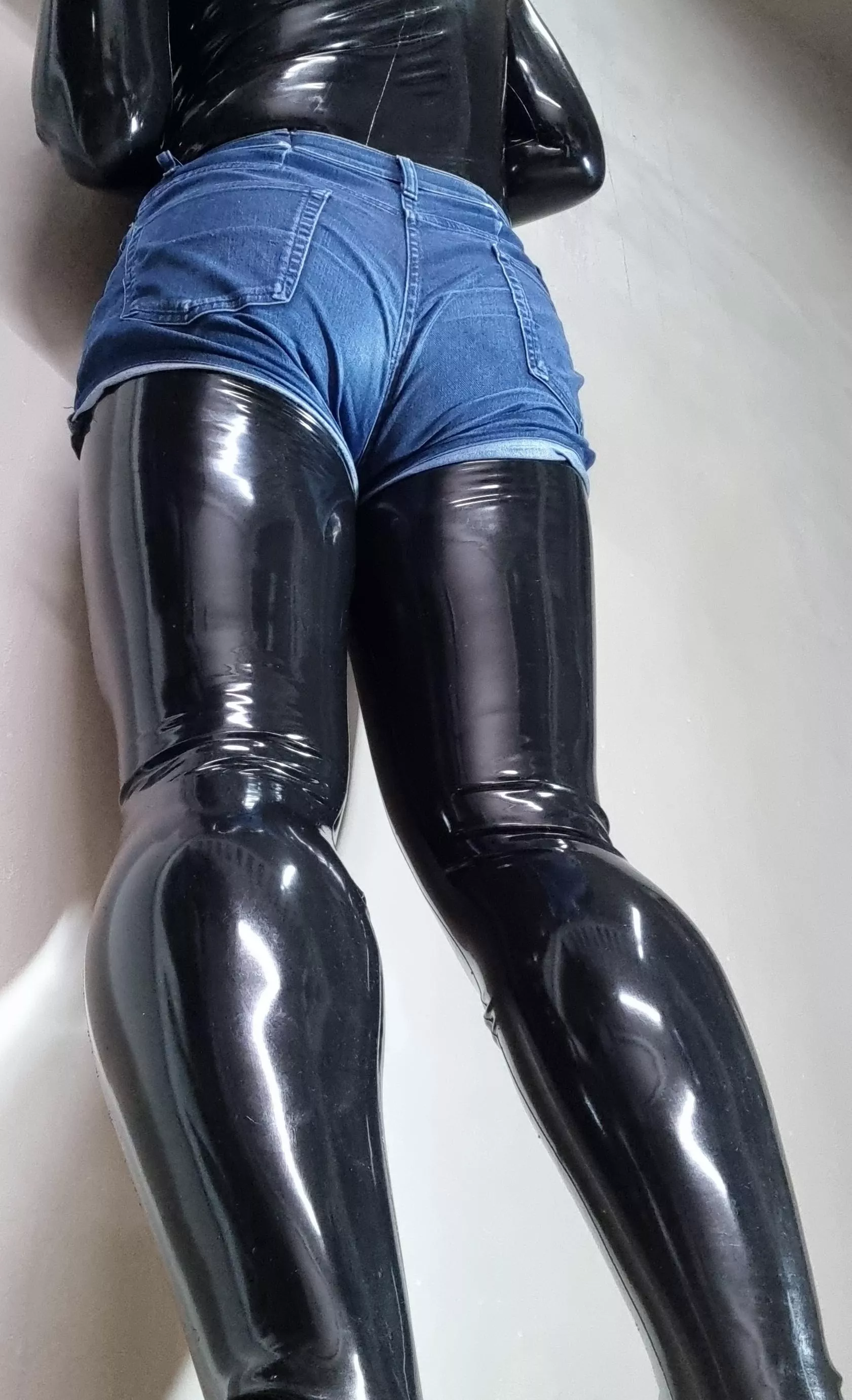 latex with short pants