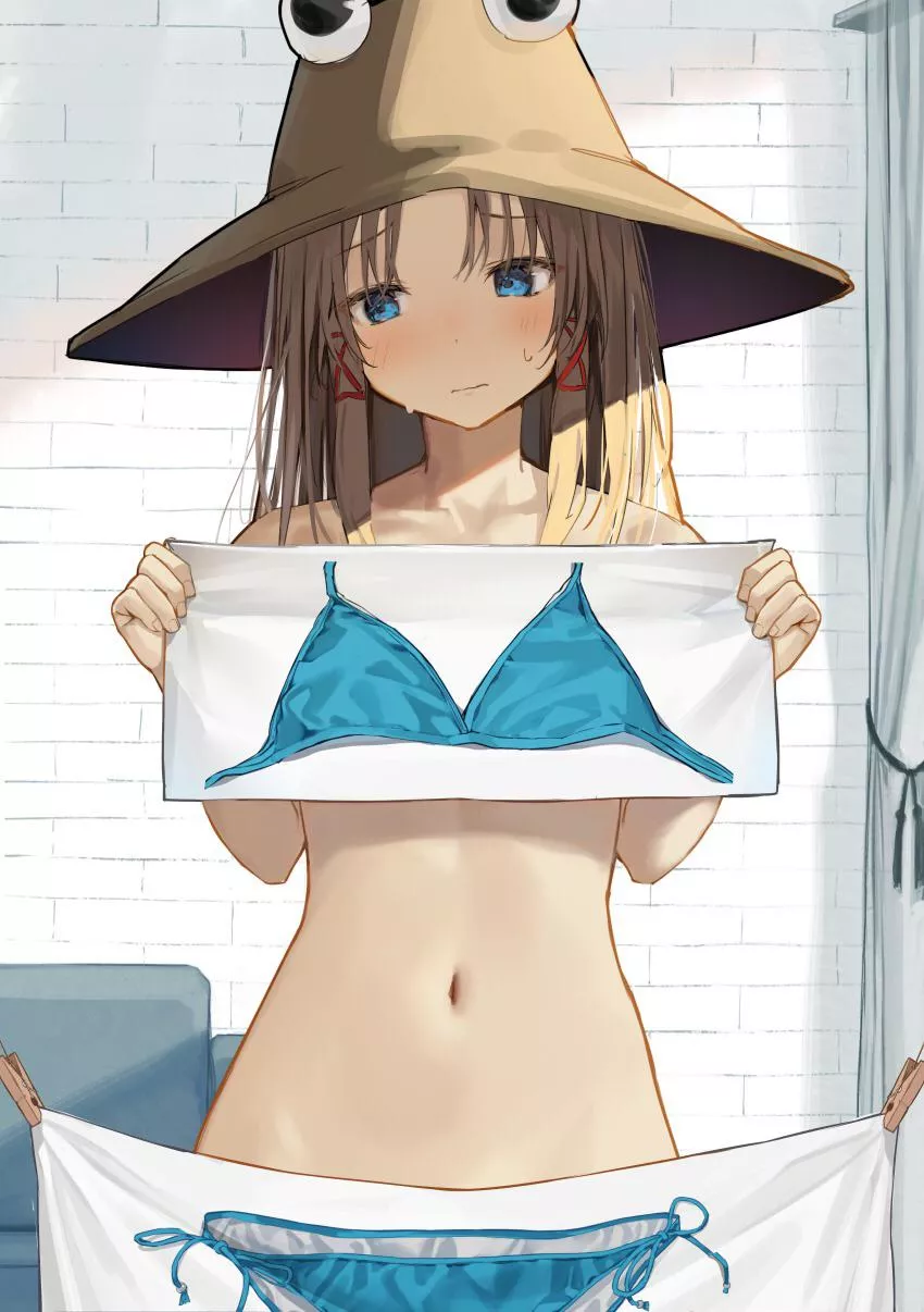 â€œWearingâ€ a blue swimsuit