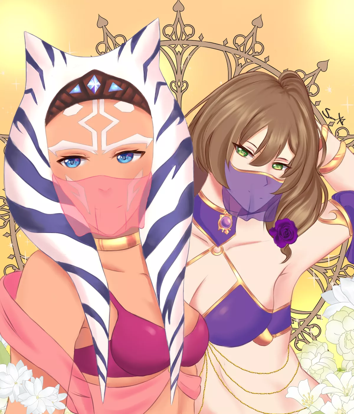 Belly dancer's Ahsoka and Lisa (cherrysucubus) [star wars] [genshin impact] commisioned by darkrobbe1