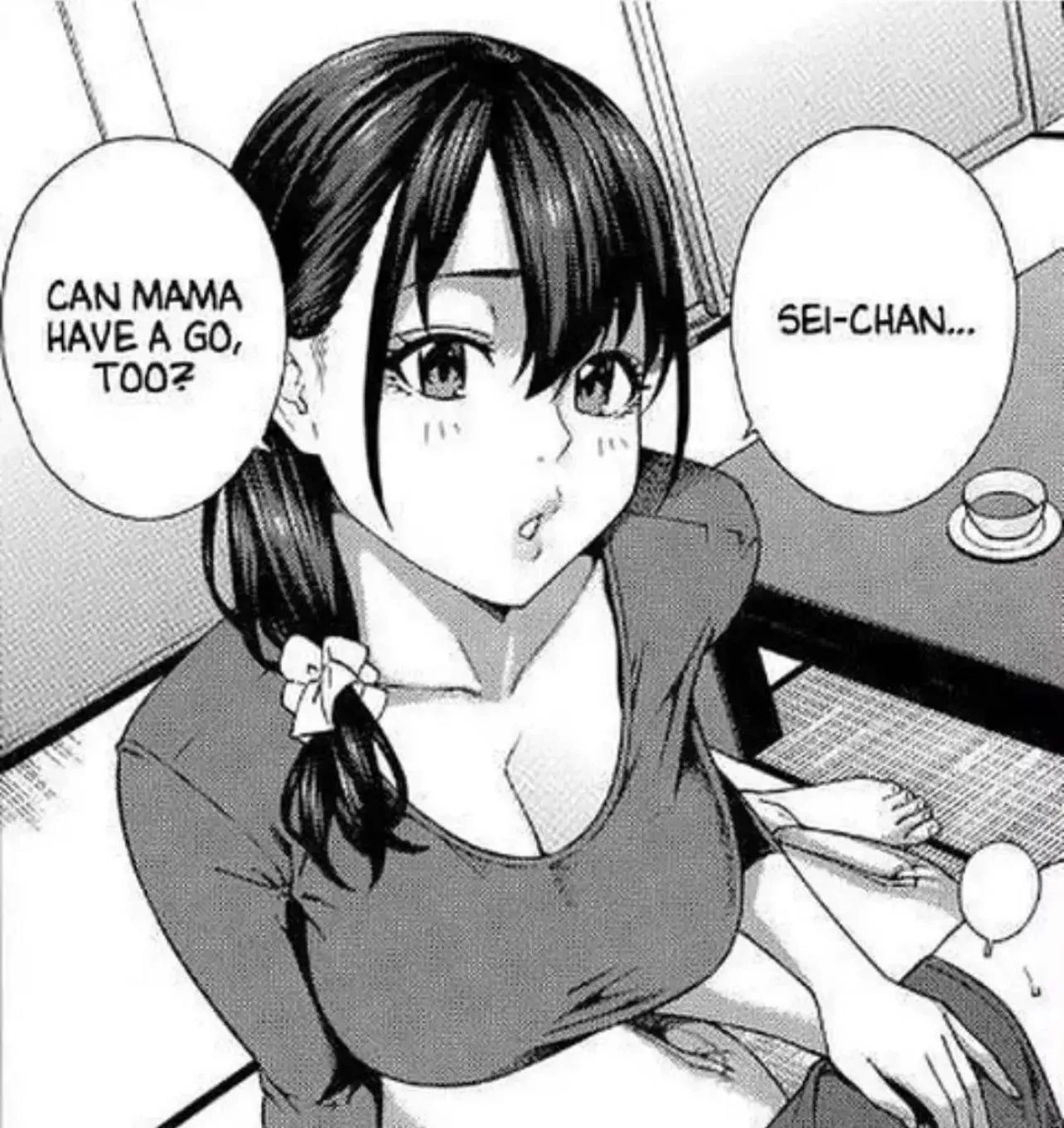 LF Mono Source: “sei-chan…” “can mama have a go, too?” mother, mature, dark hair, big boobs