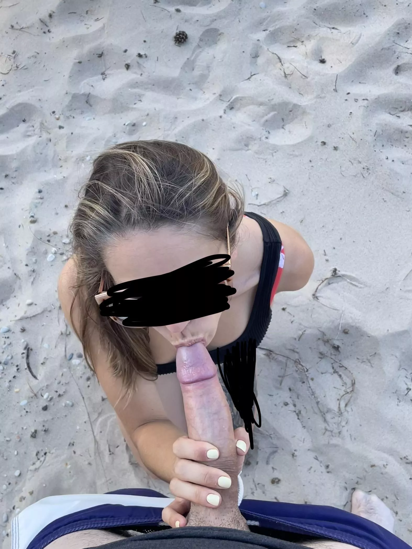 Love revealing his gorgeous cock head on a public beach