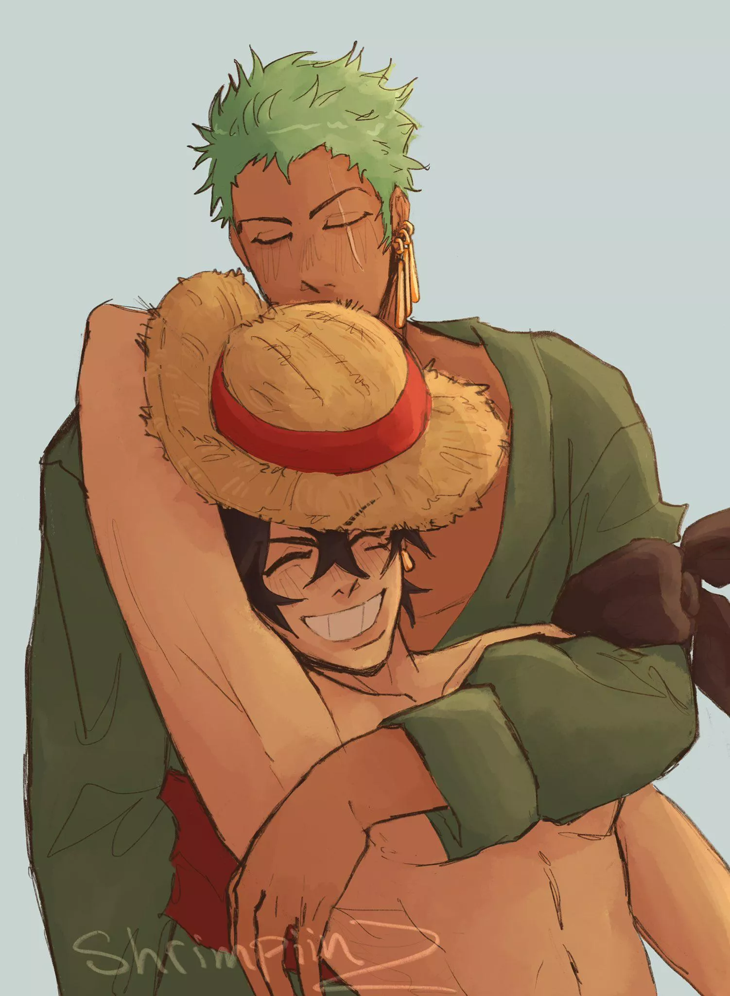 Casual Cuddle Doodle (By @Shrimpiinz) | ZoLu | One Piece