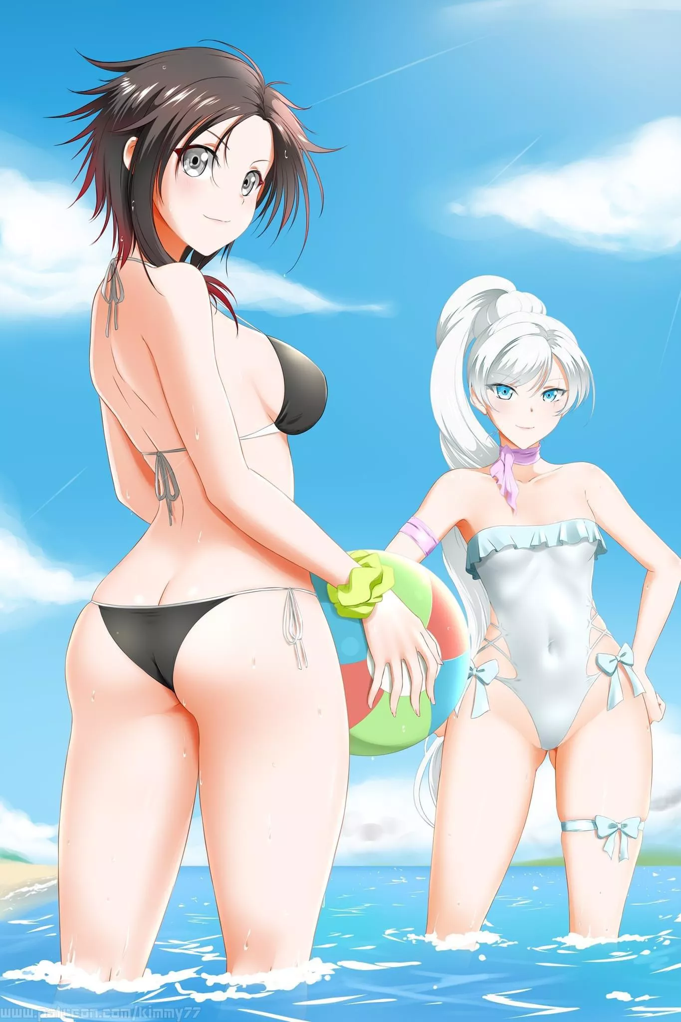 Ruby and Weiss at the beach (RWBY) [Kimmy77]