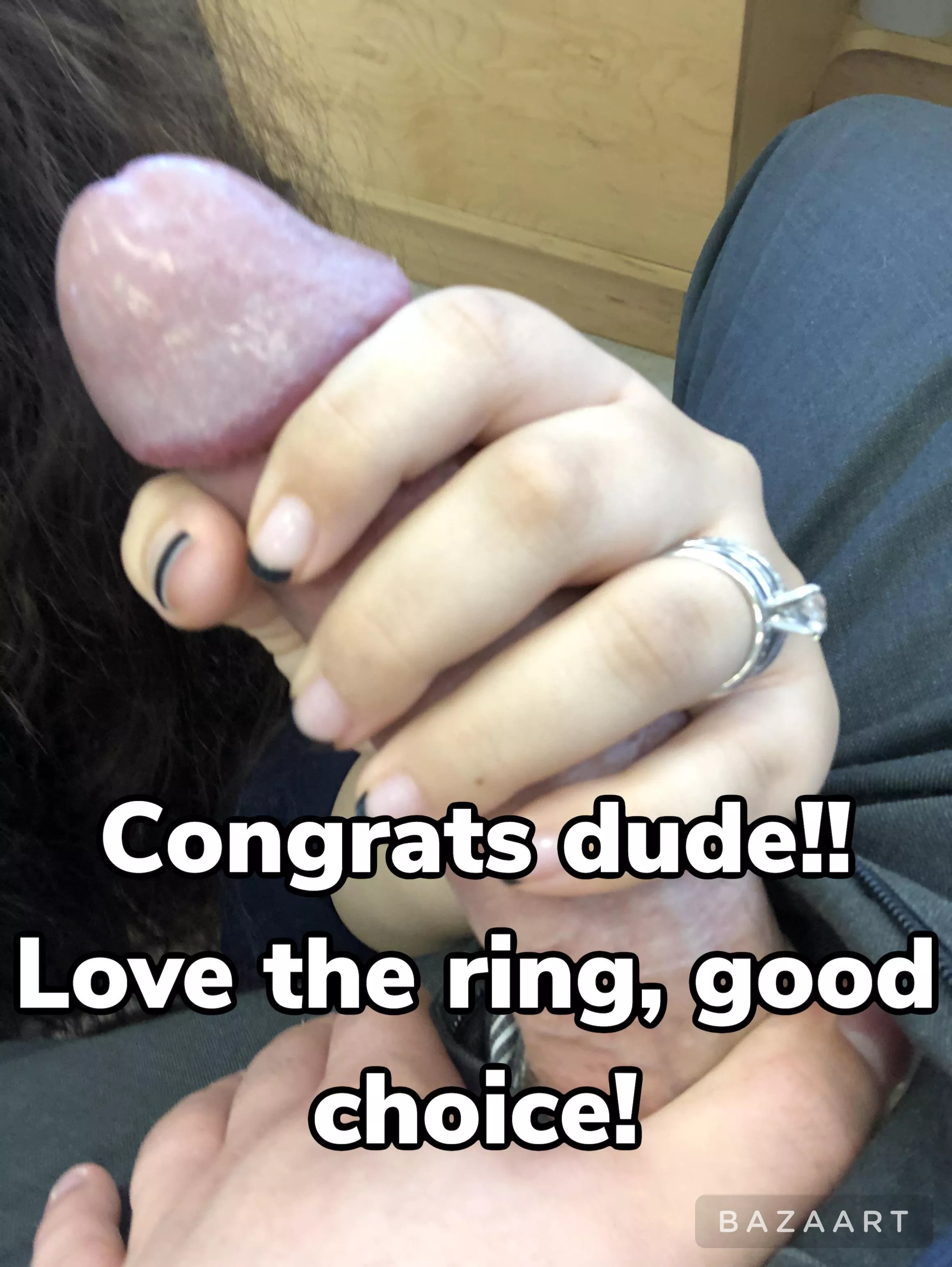 You popped the big question to your girlfriend after all these years! Everyone was so happy for you two, even your now fiancÃ©s bull who sent you this text when he noticing something new on her hands!