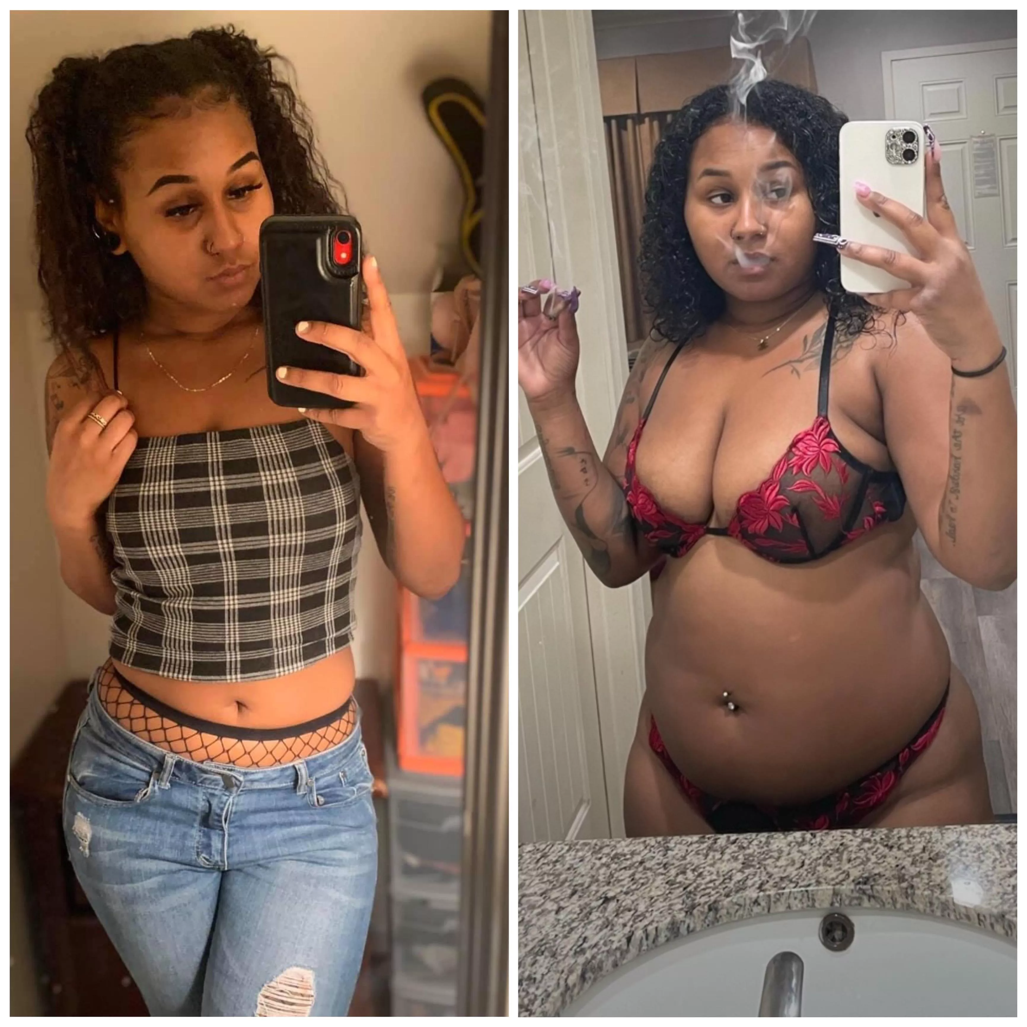 1 year vs yesterday ðŸ˜Š immediately got the munchies after that pic ðŸ˜‚