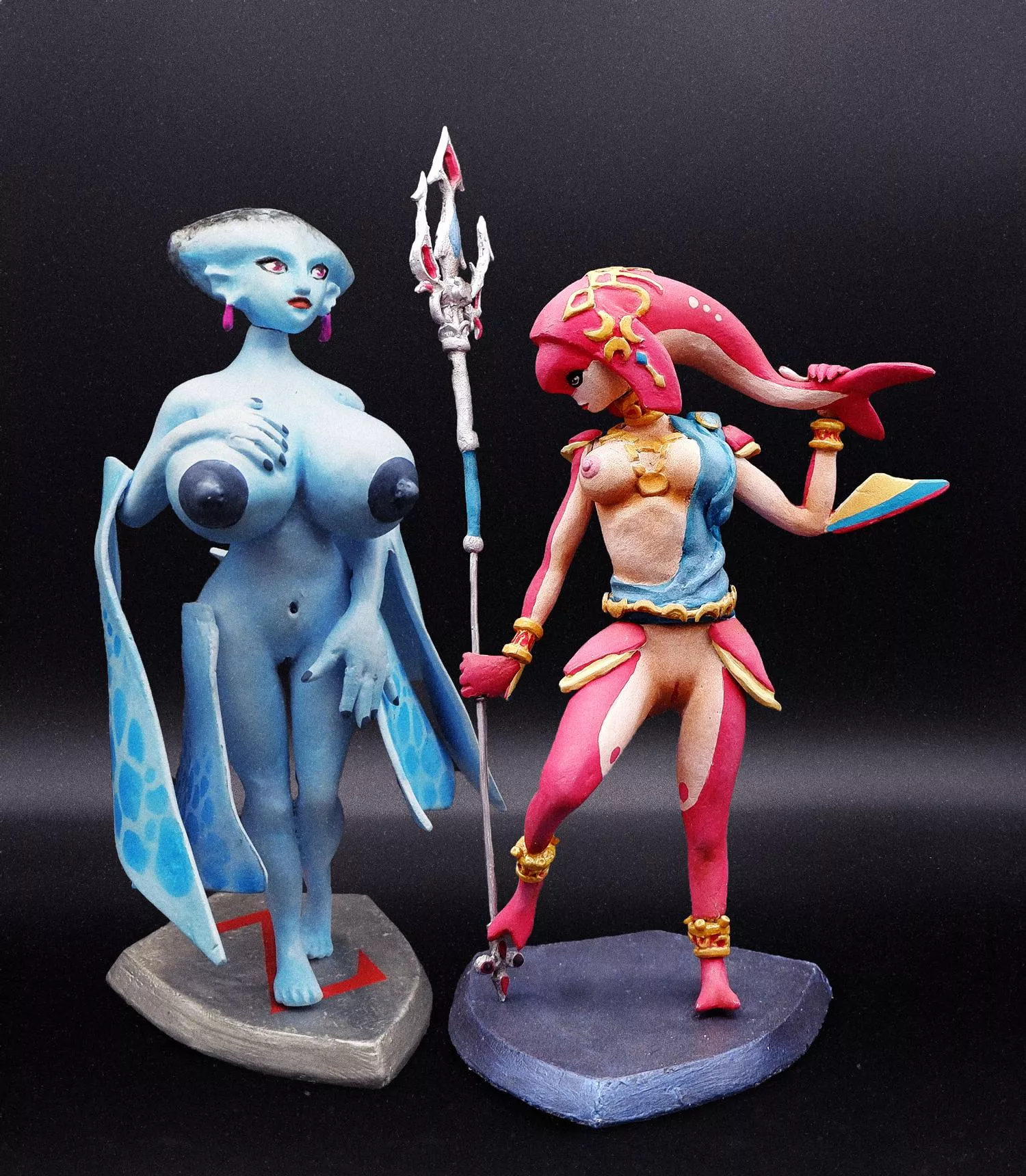 Collection of Zelda NSFW custom statues Mipha and Ruto, by Me