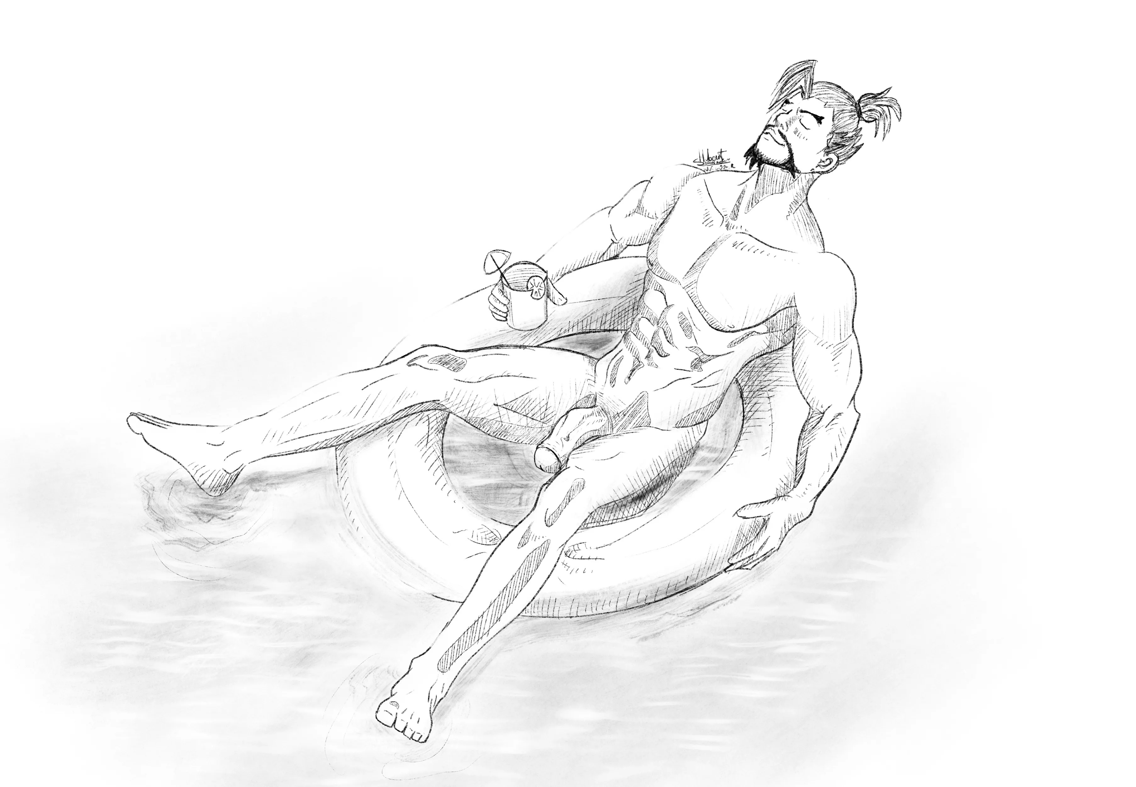 Overwatch - Hanzo on vacation, quick sketch (my artwork - Inklooser)