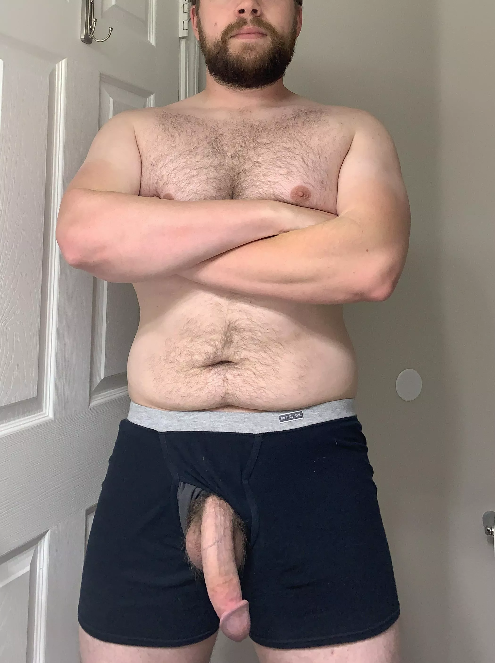 Rocking the dad bod.