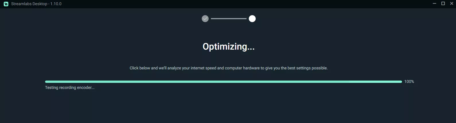 Streamlabs giving me issues, stuck at 100% optimizing, not sure what to do from here. Tried doing a few different things.