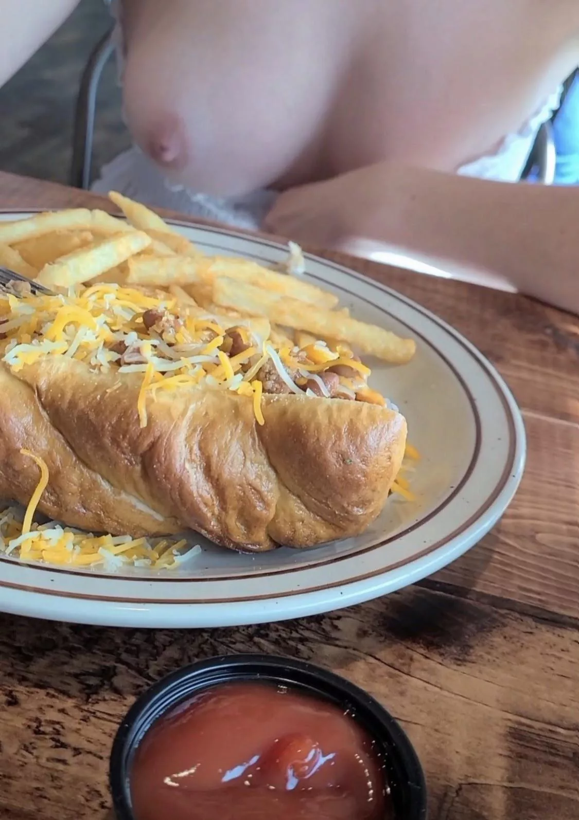 I think the camera liked the food more than my tits