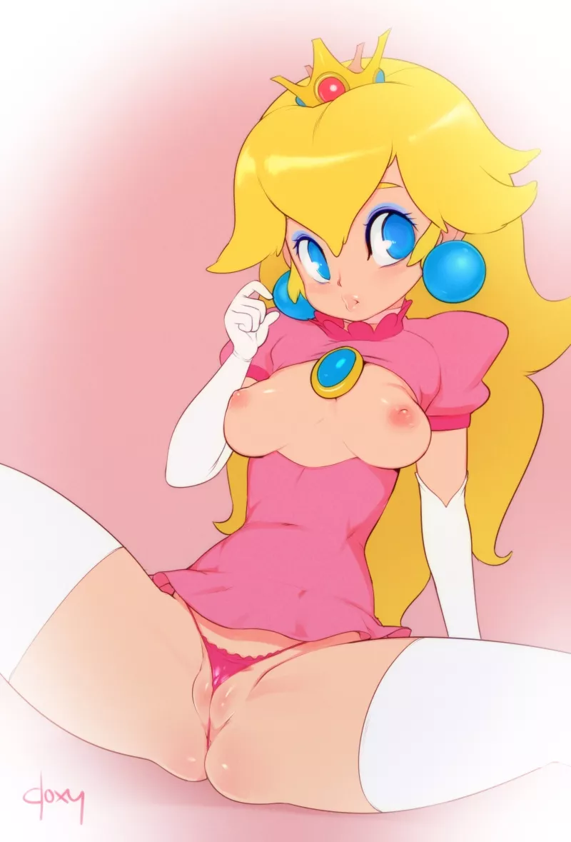 Princess Peach Short Dress Thong On Spreading (Doxy)