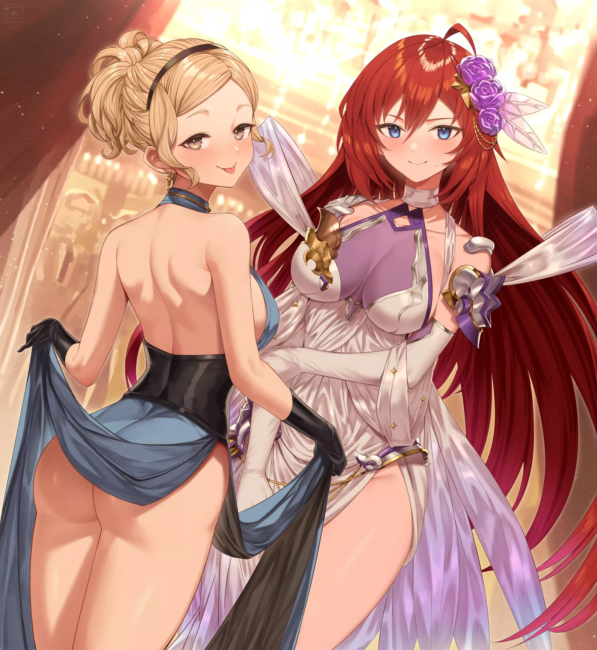 Alexiel and Djeeta teasing (by FumaFu)