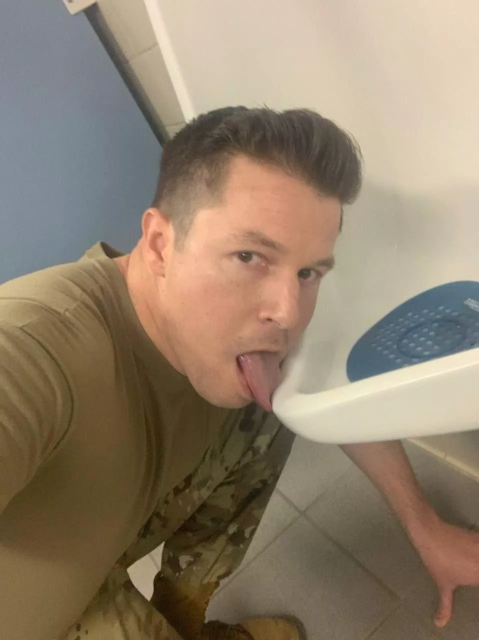 Cleaning the urinals