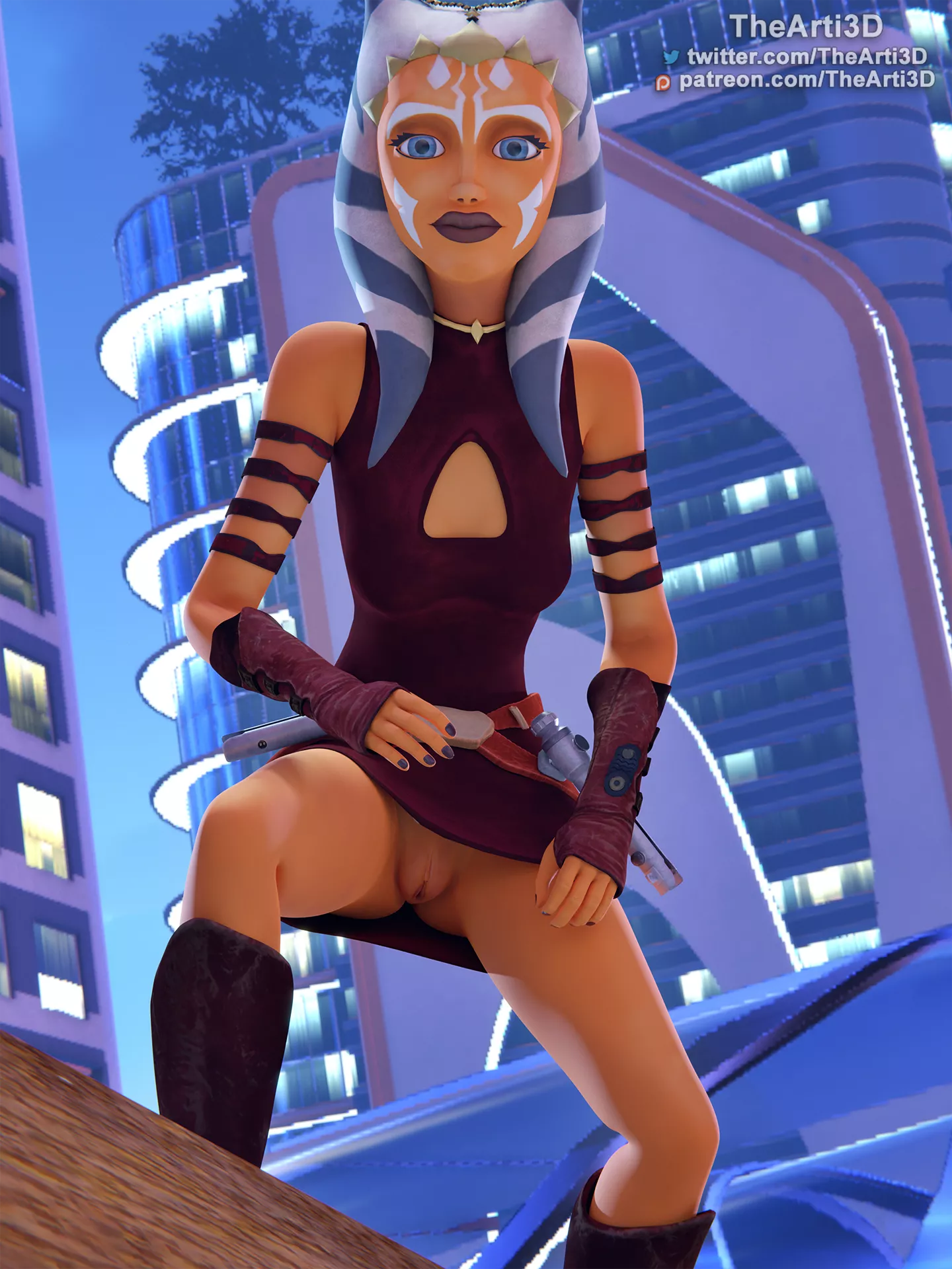 Ahsoka upskirt pussy flashing. Part 1 (TheArti3D)