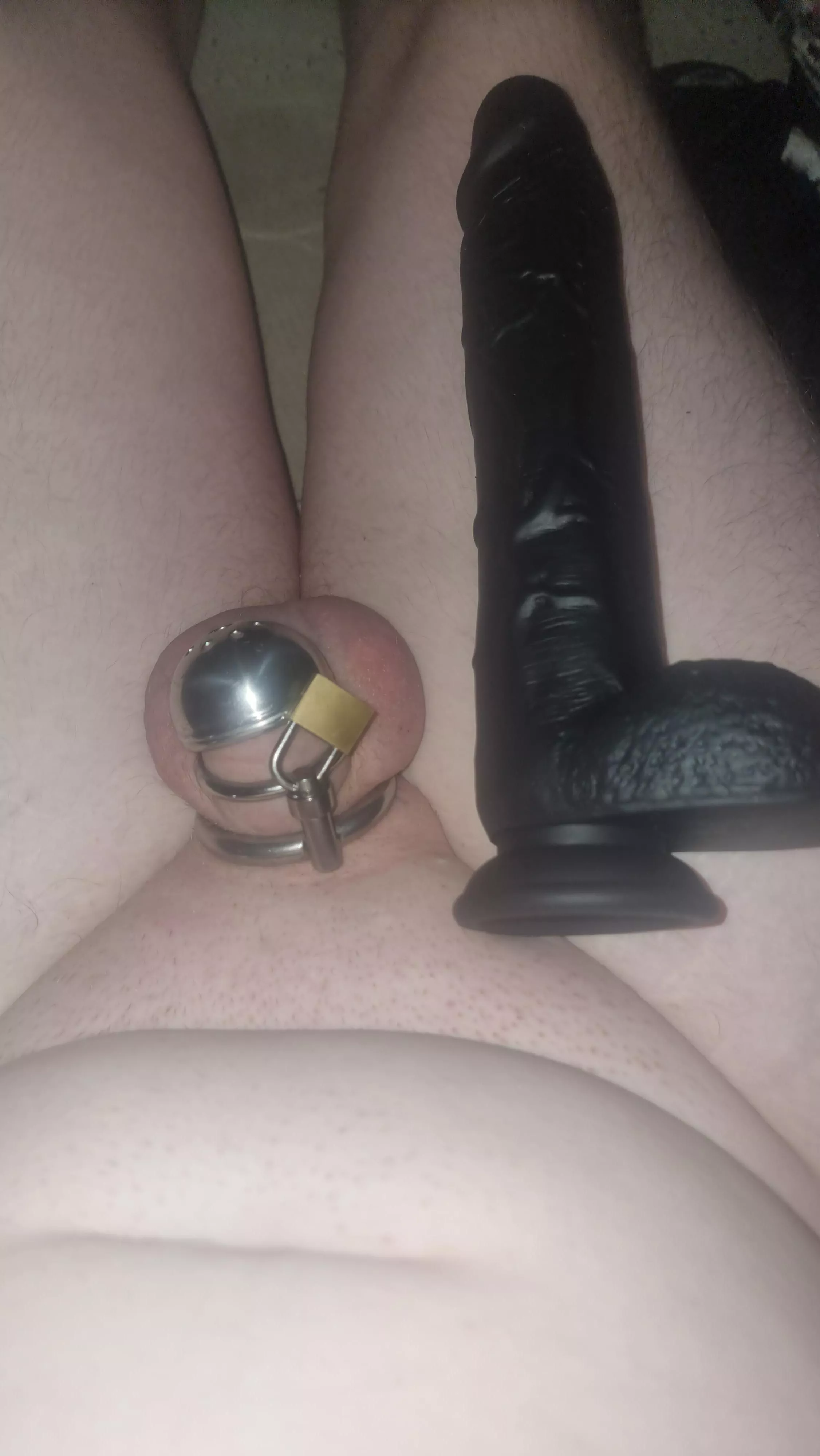 look how inferior my little clitty is compared to the real man's dick!