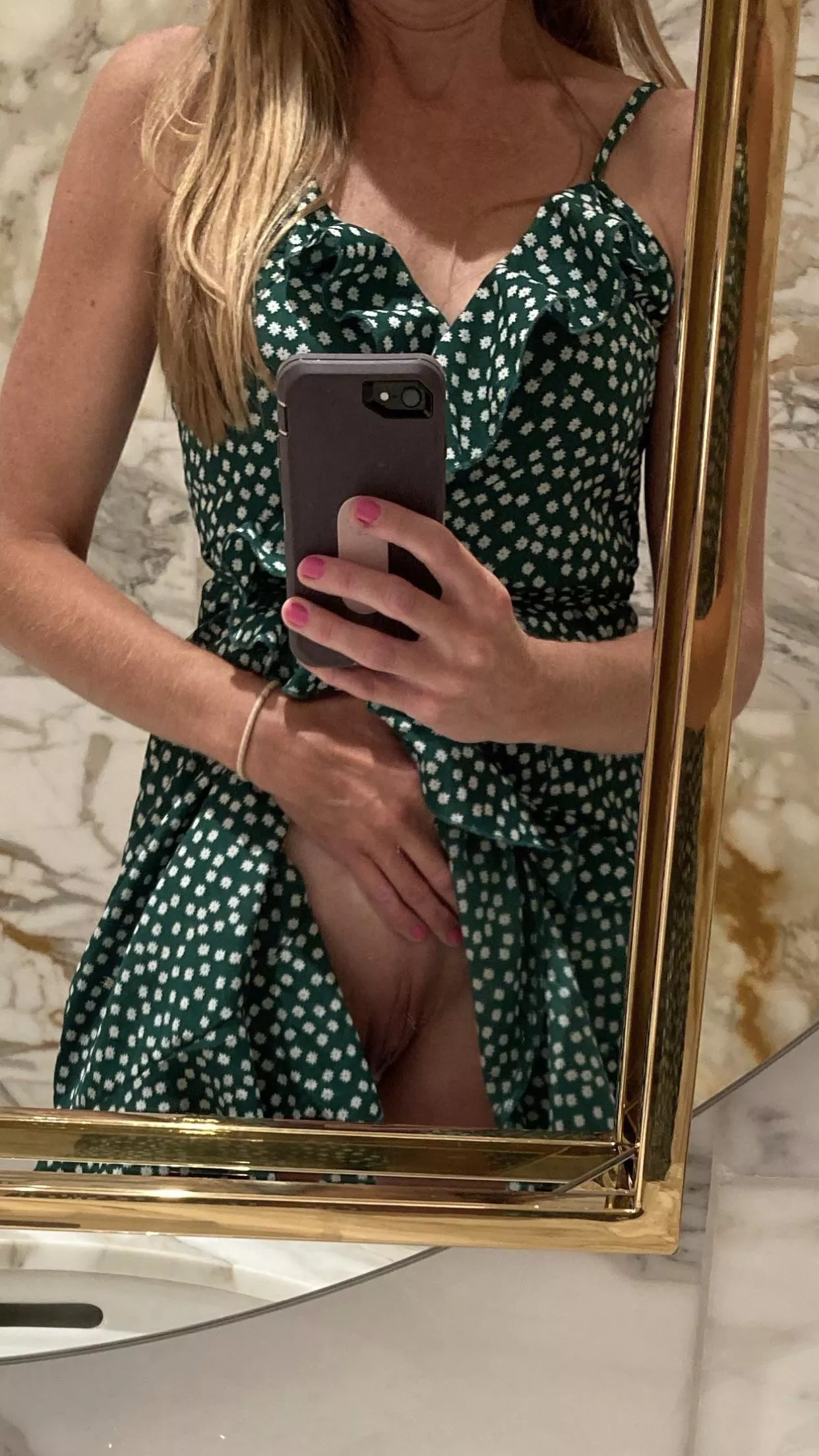 Love wearing this dress out with no pantiesâ€¦short and easy for you to see my pussy