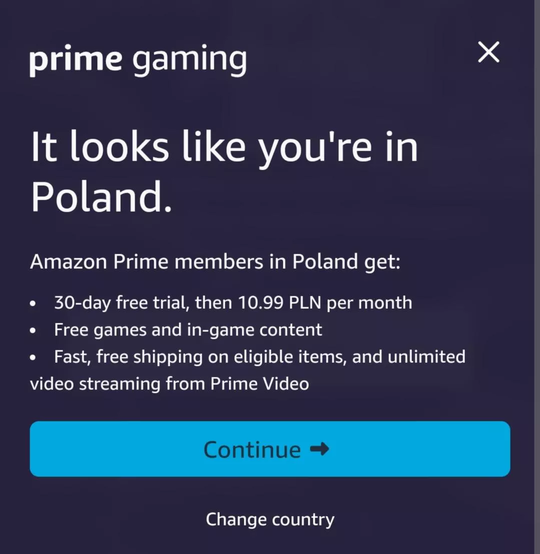 Poland's Prime Gaming is about 2-3 USD