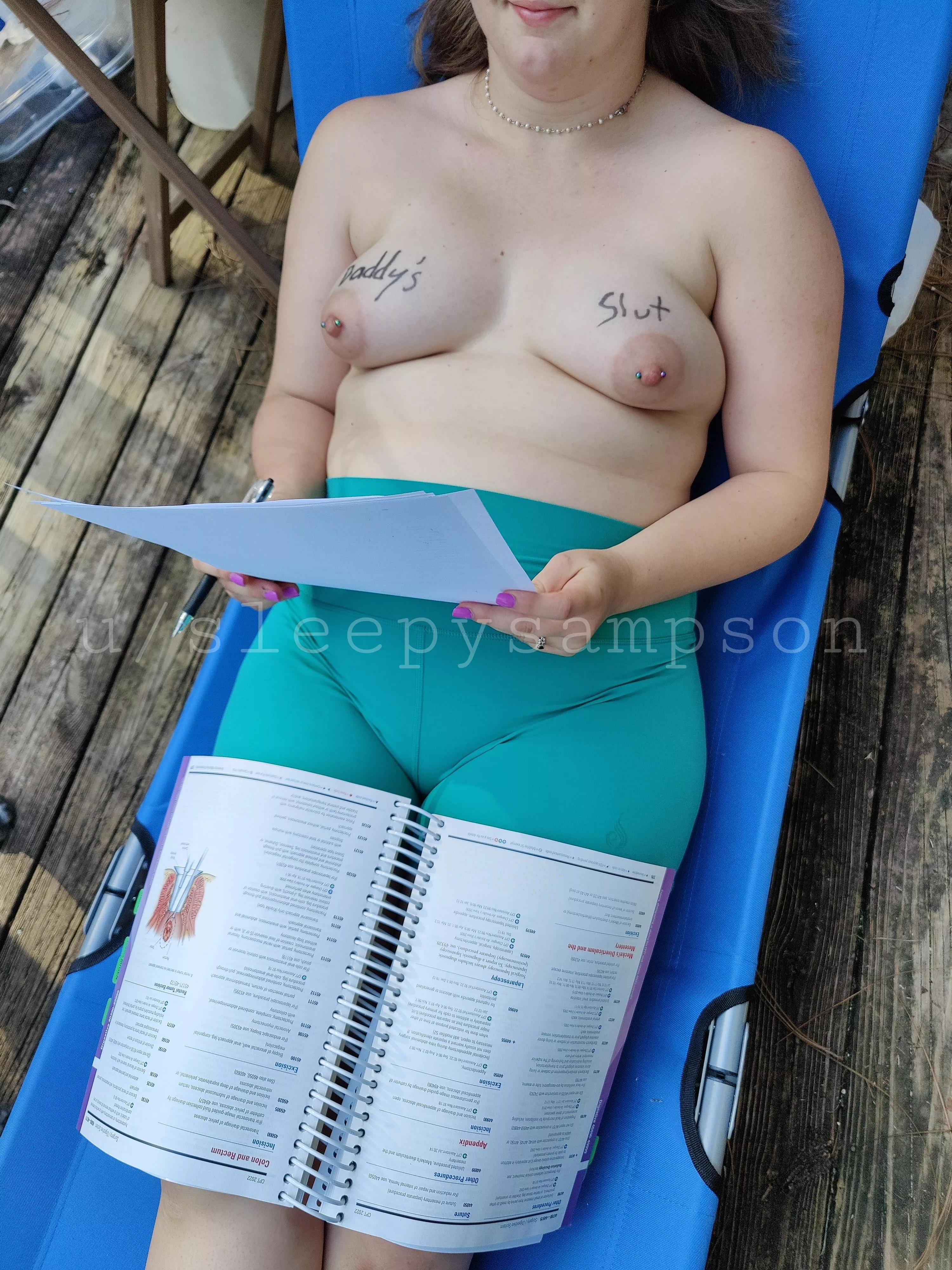 trying to get some studying done on the front porch [oc] [f]