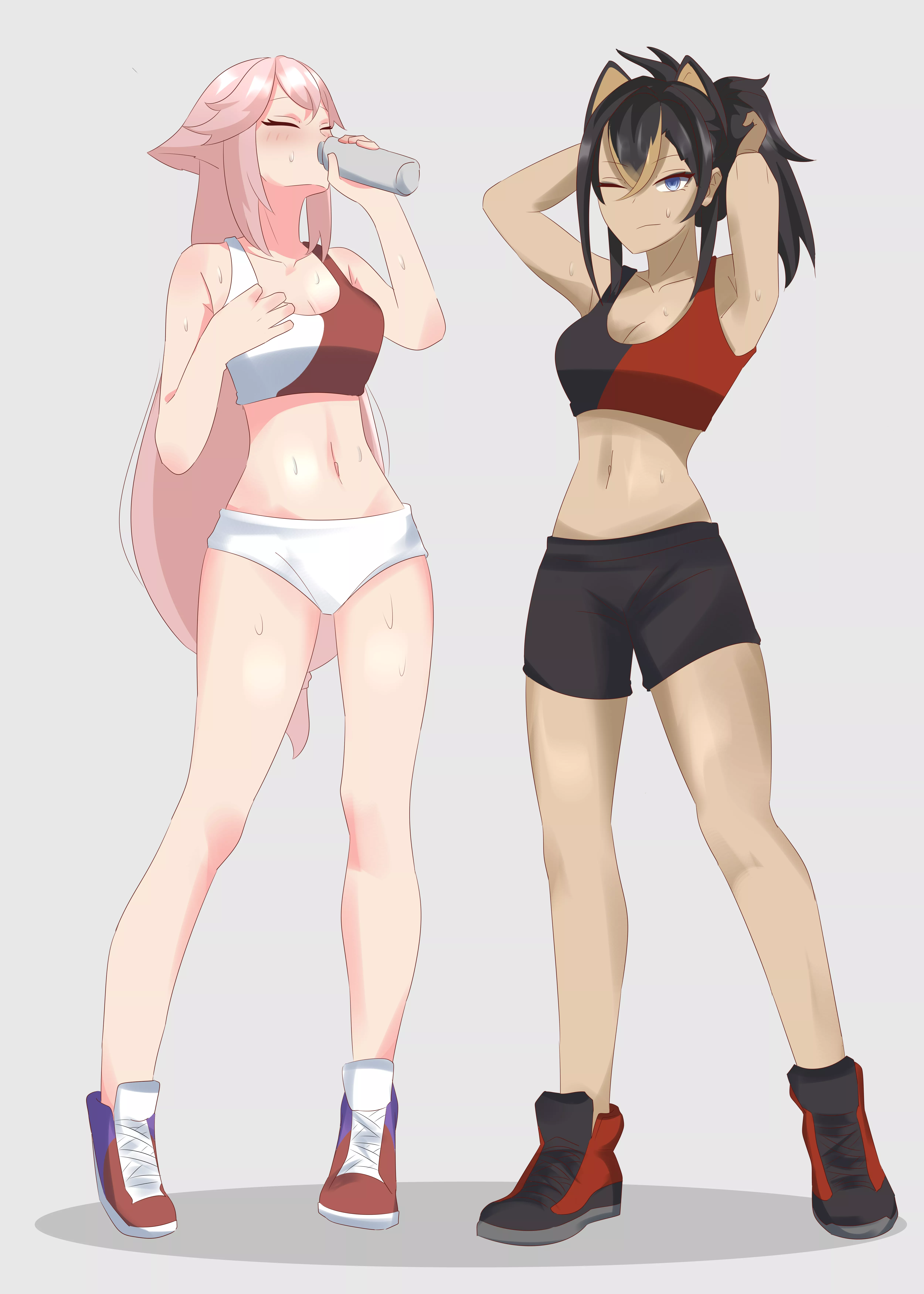 Yae miko and dehya post workout (kohatsu) [genshin impact] commisioned by darkrobbe1