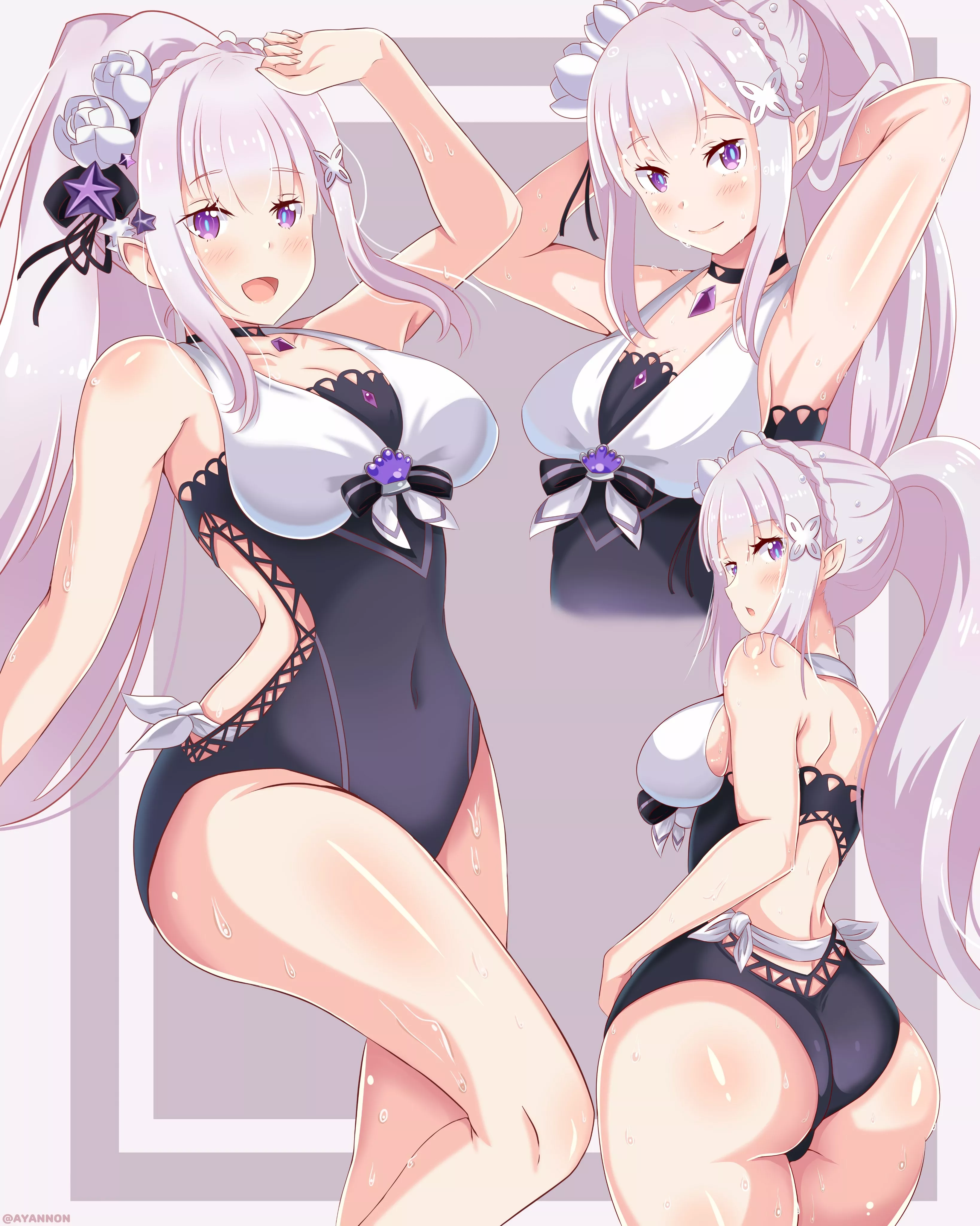 Emilia testing her new swimsuit