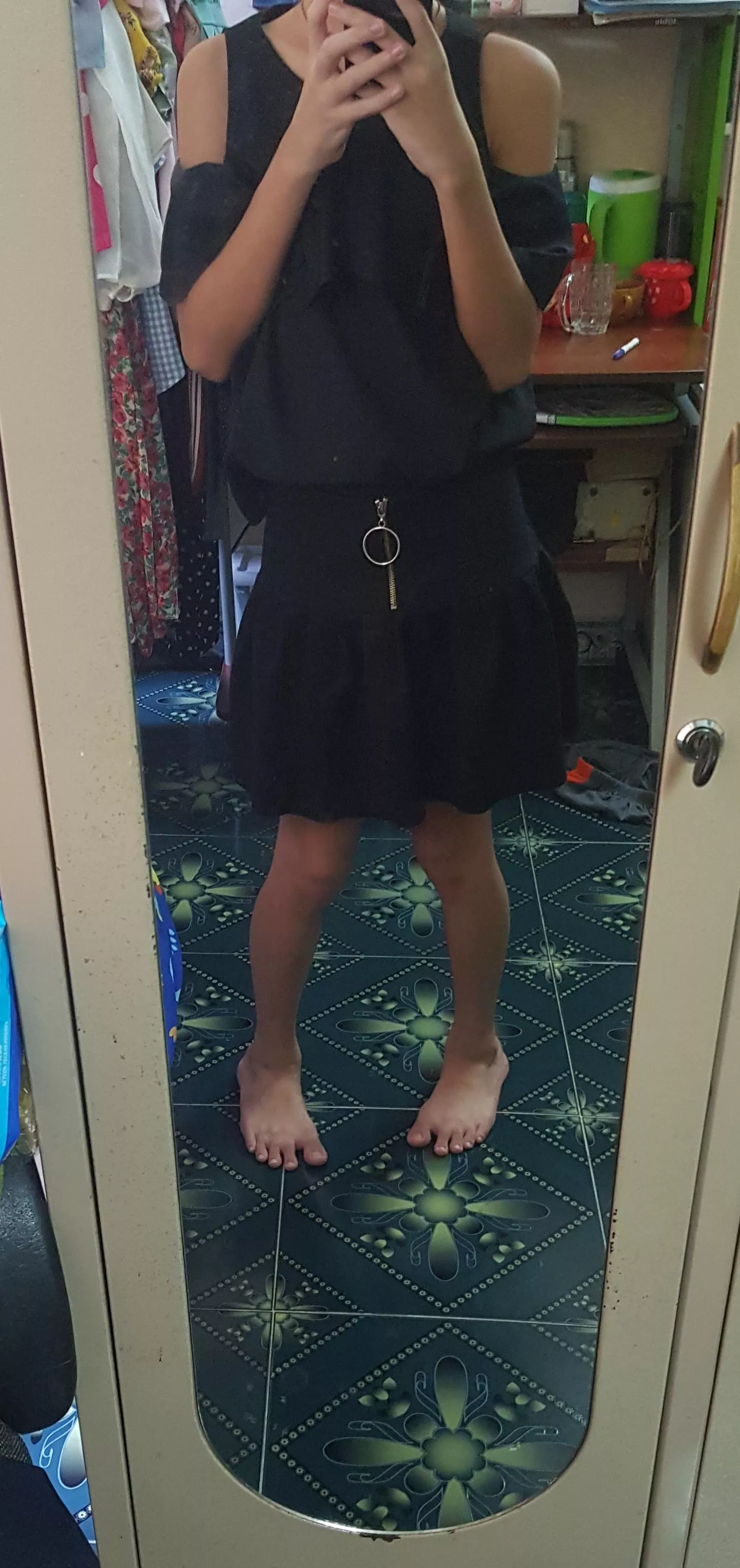 first time i try short skirt UwU