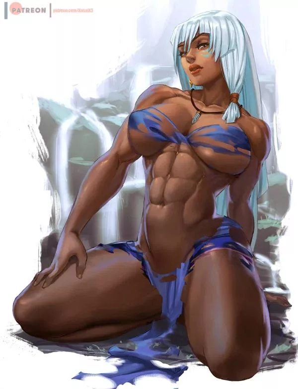 Kida's sarong can't contain her muscles (Kasalx3)