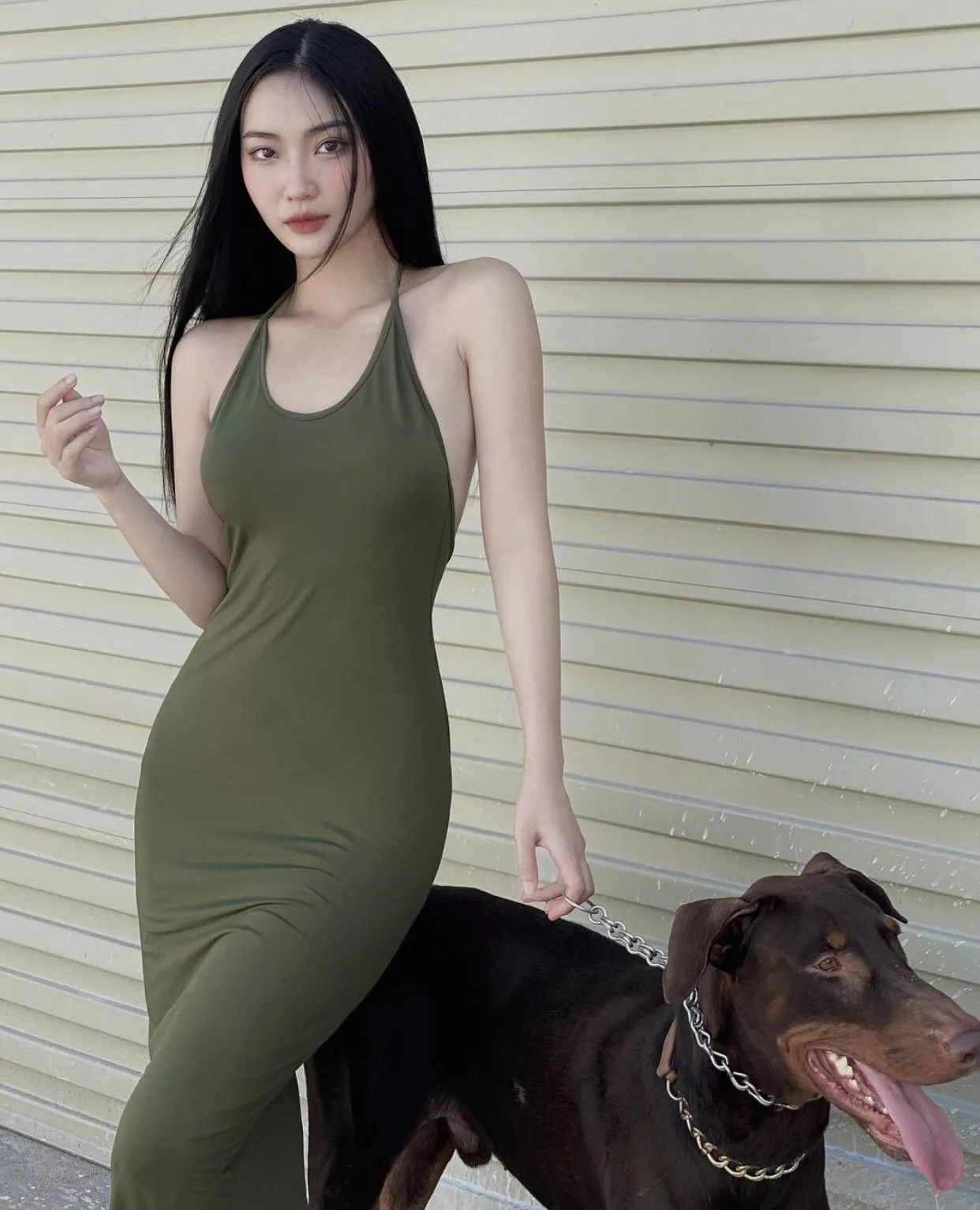 Mistress and her obedient dog