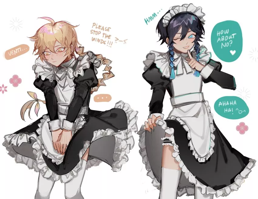 Dressing up as maids with the boys <3