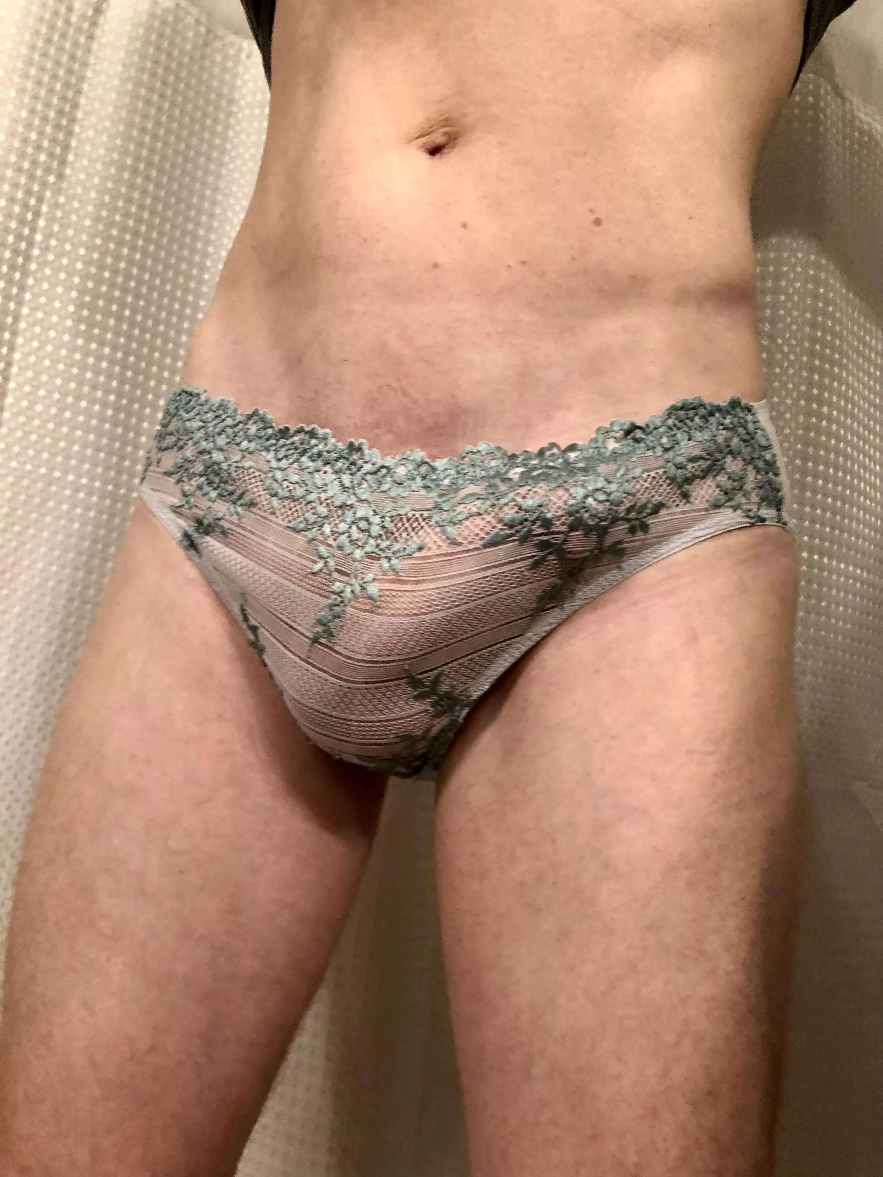 Trying my wifeâ€™s new panties after she wore them