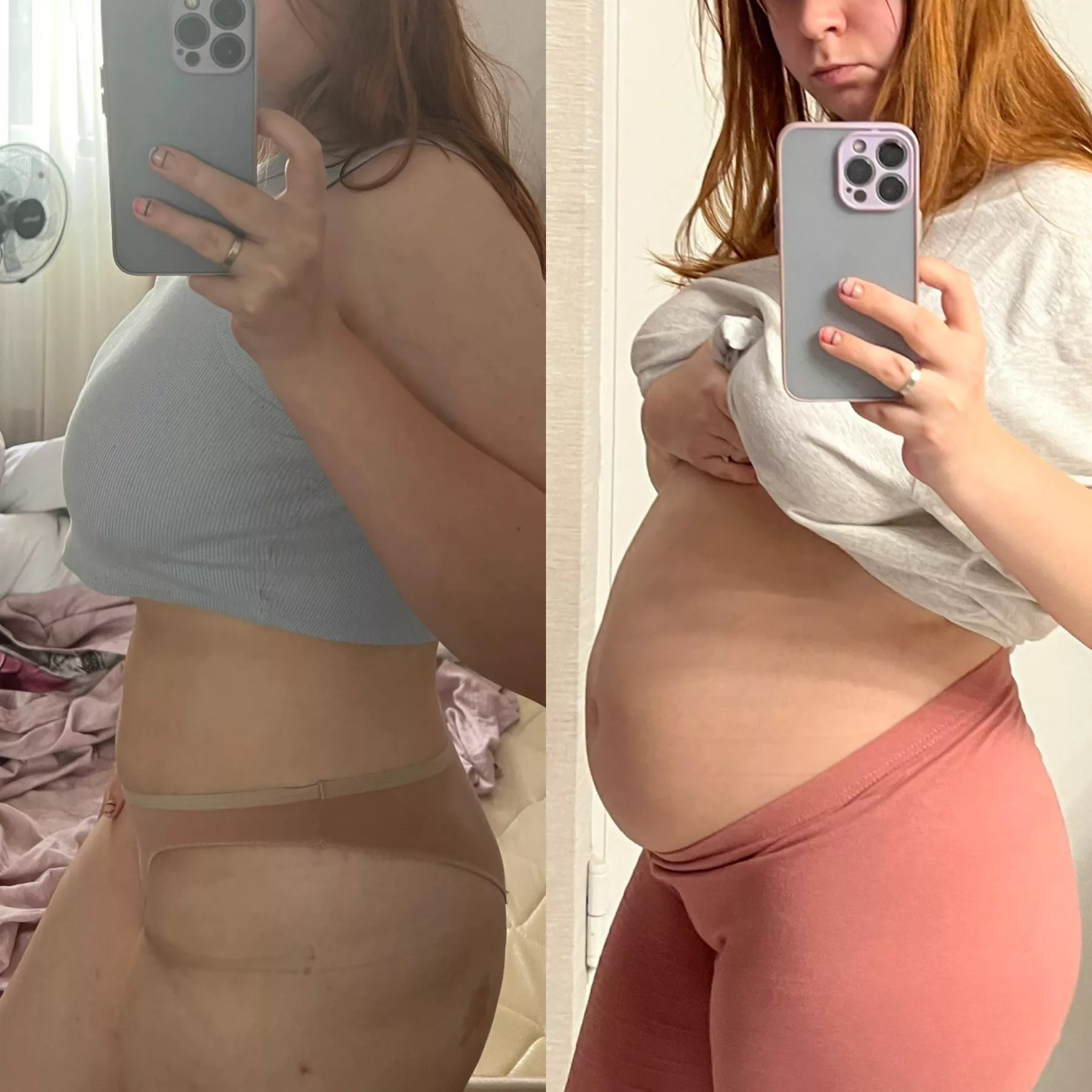 My belly in the morning and in the evening. Just made pancakes and ate them all day ðŸ¤°