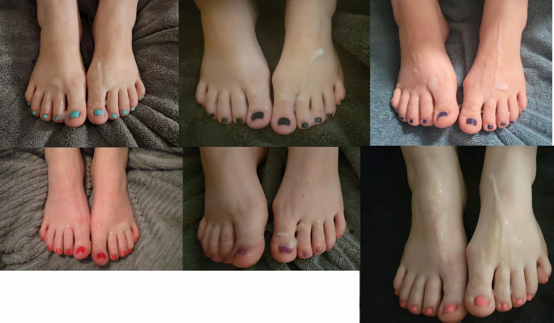 Cum covered toes collage