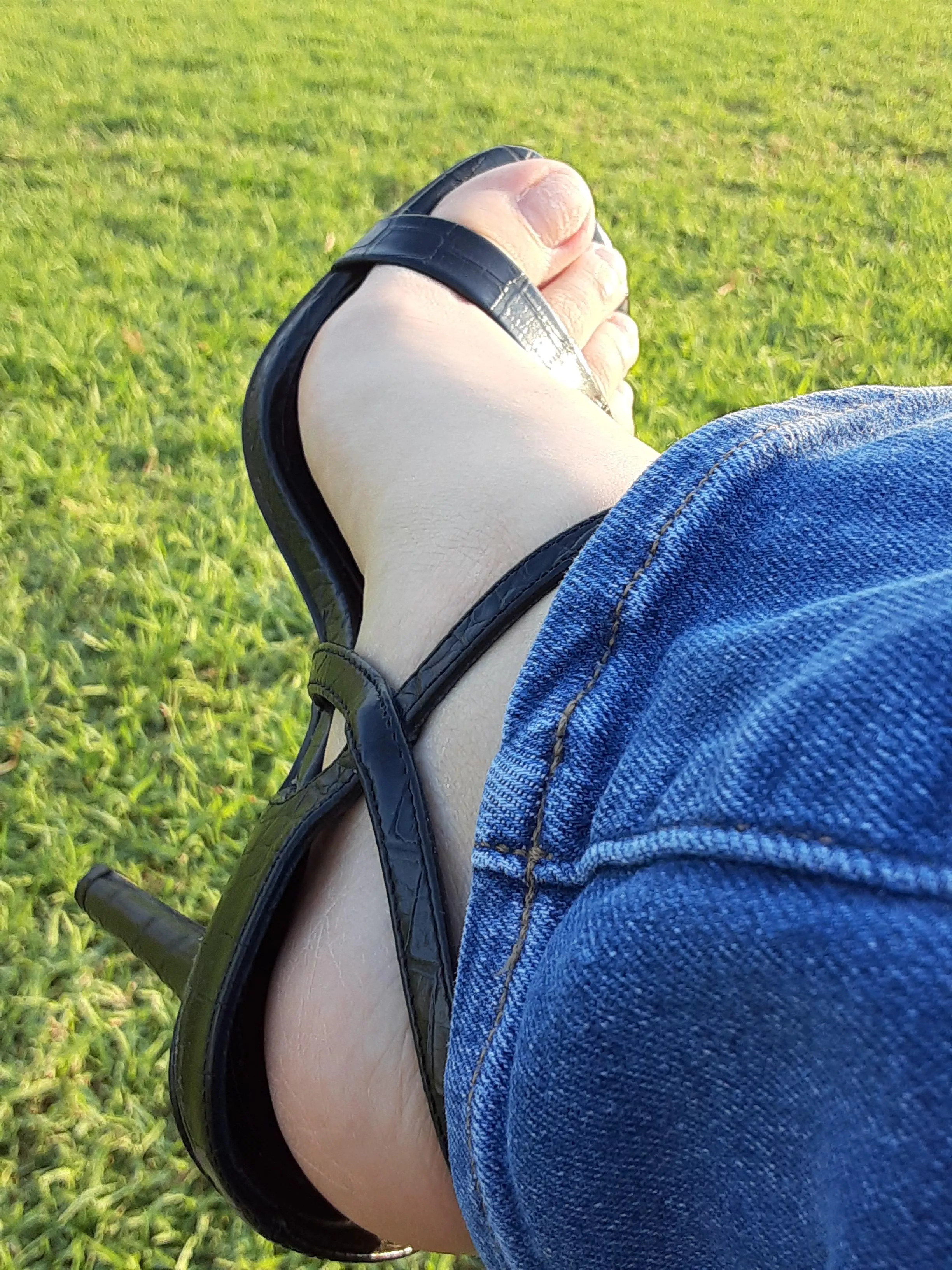 Heels in grass