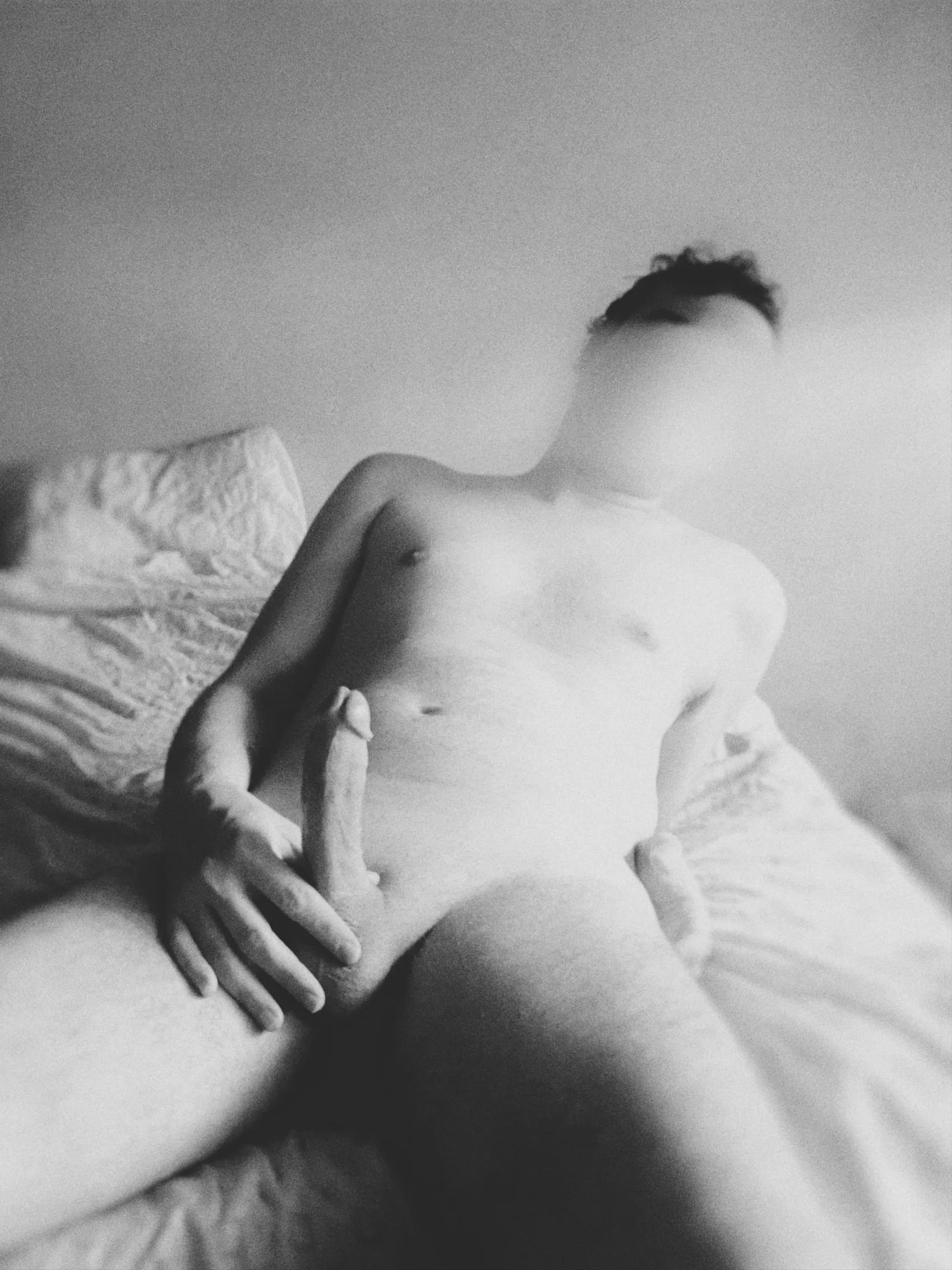 self nude on bed bw