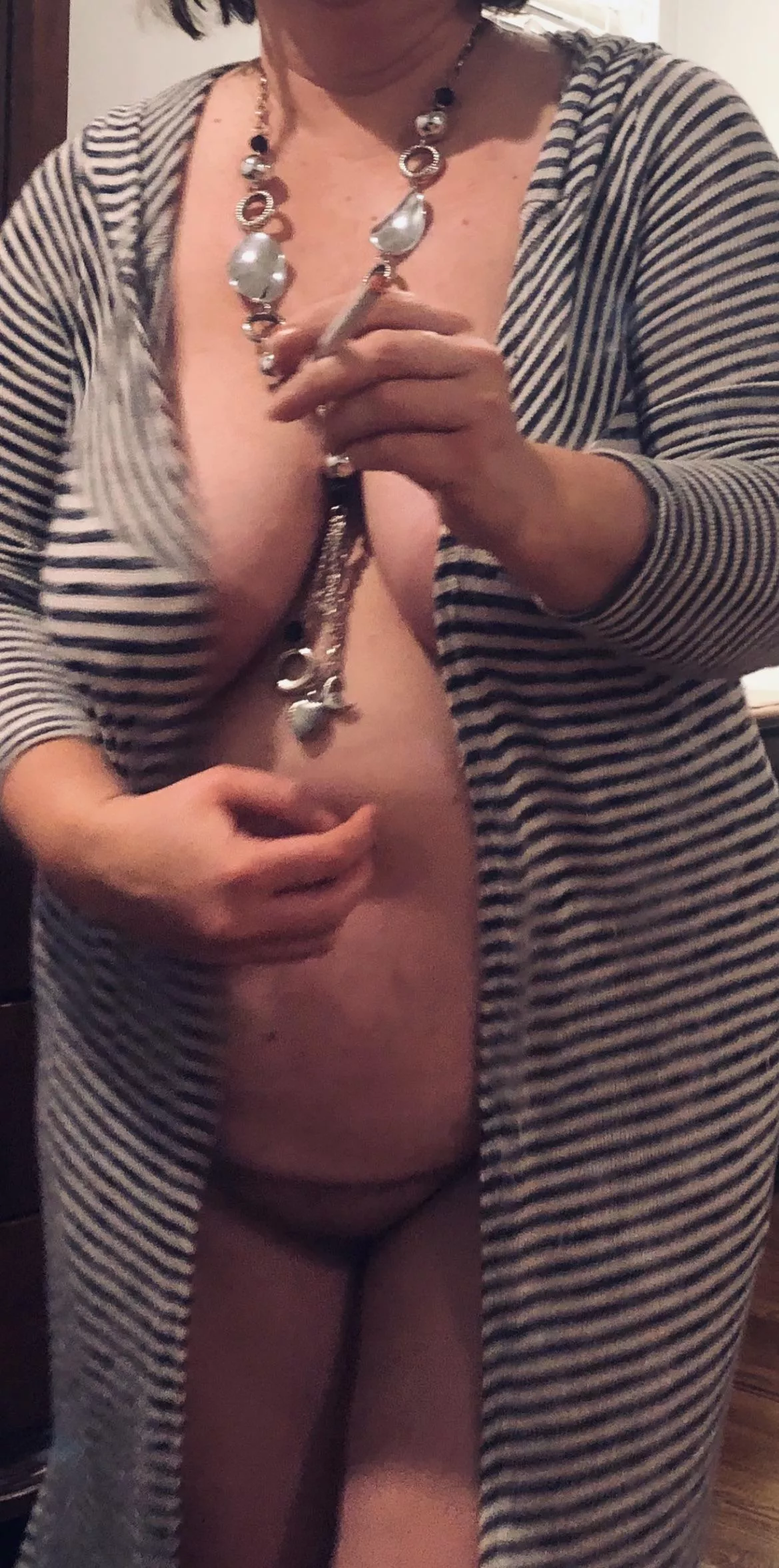 Wife having a cig before playtime