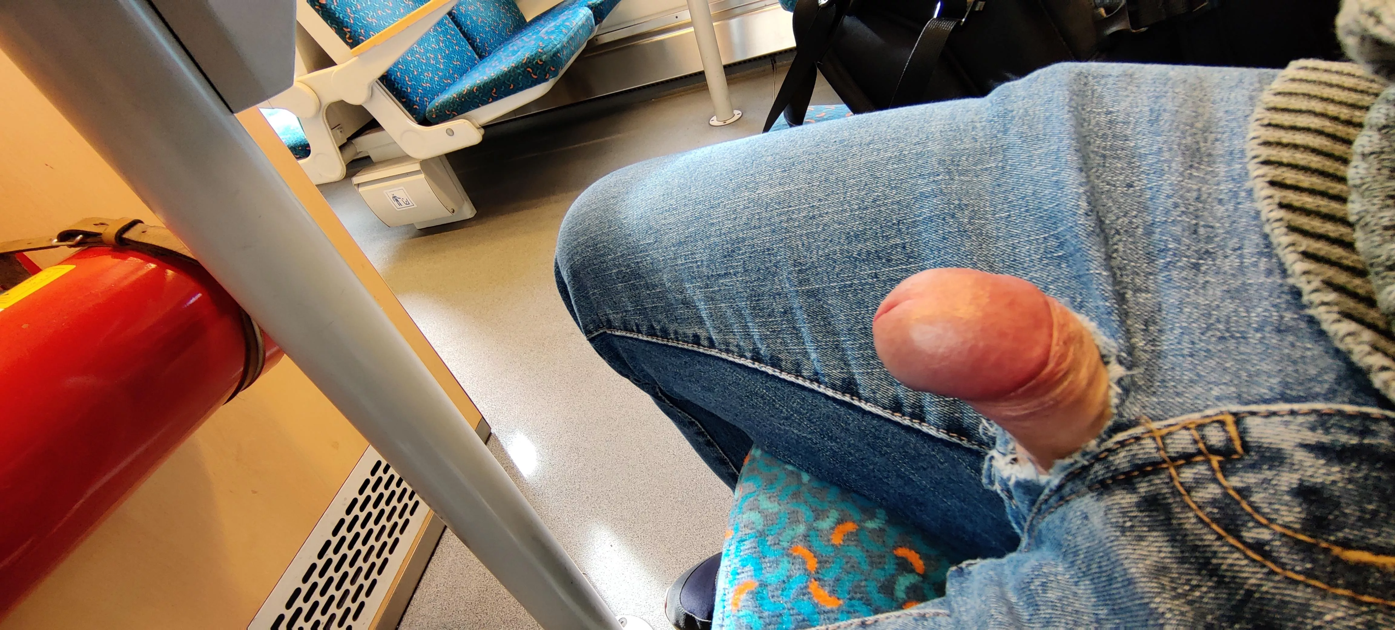 busted through my jeans on the train