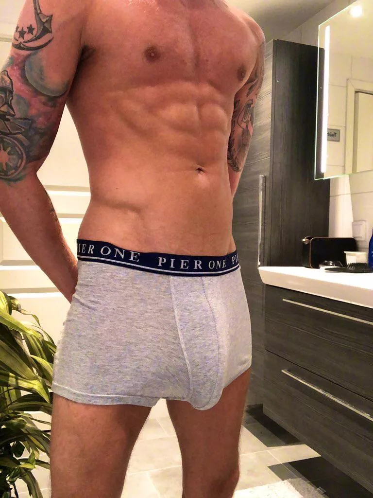 Imagine you on your knees, ready to worship this bulge ðŸ˜ˆ