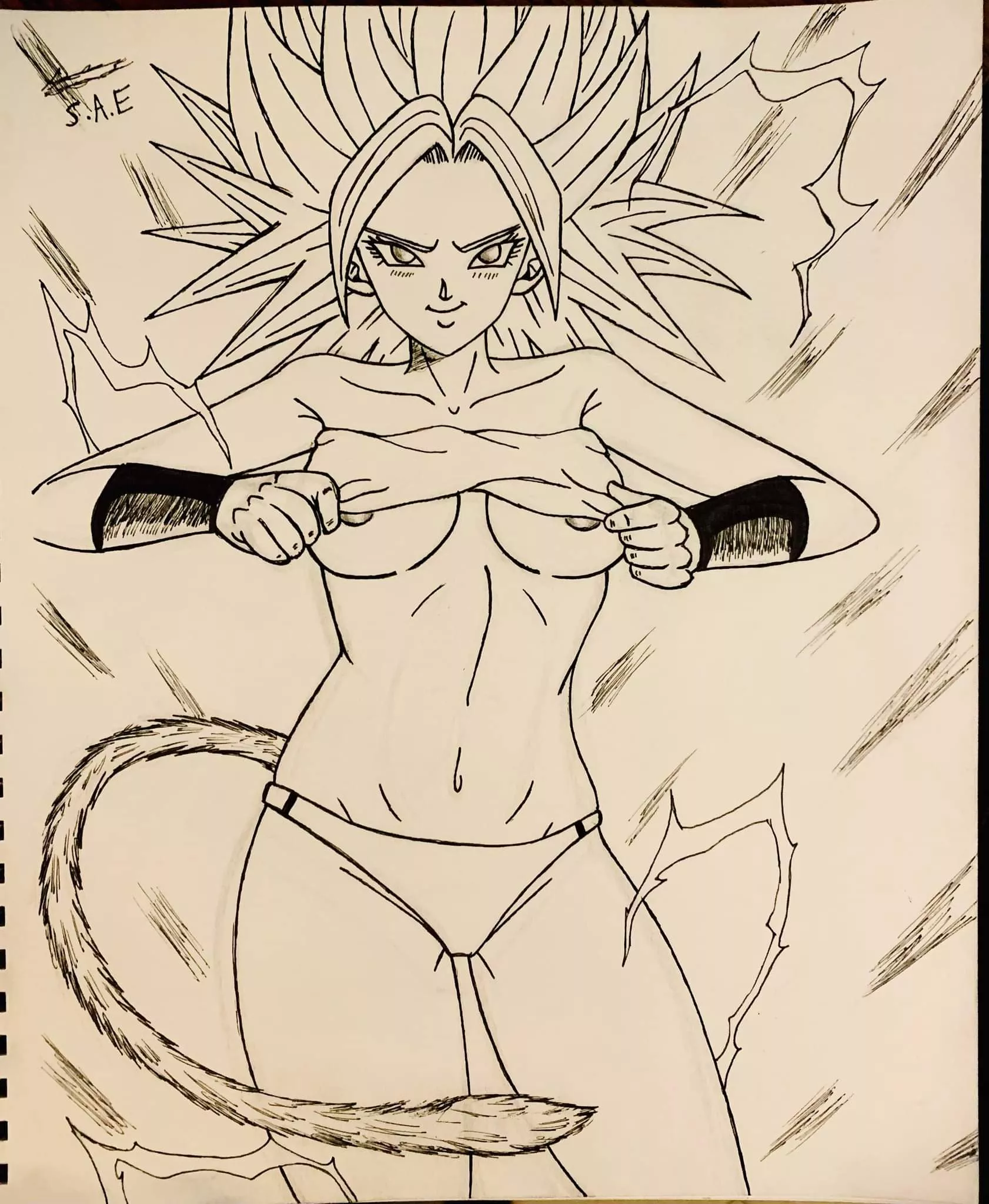 My drawing of Caulifla showing off.