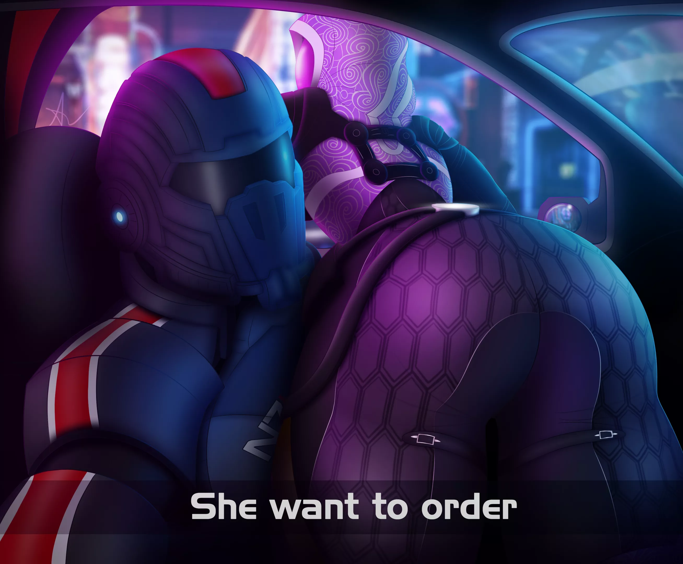 Tali want to order (Art by me)