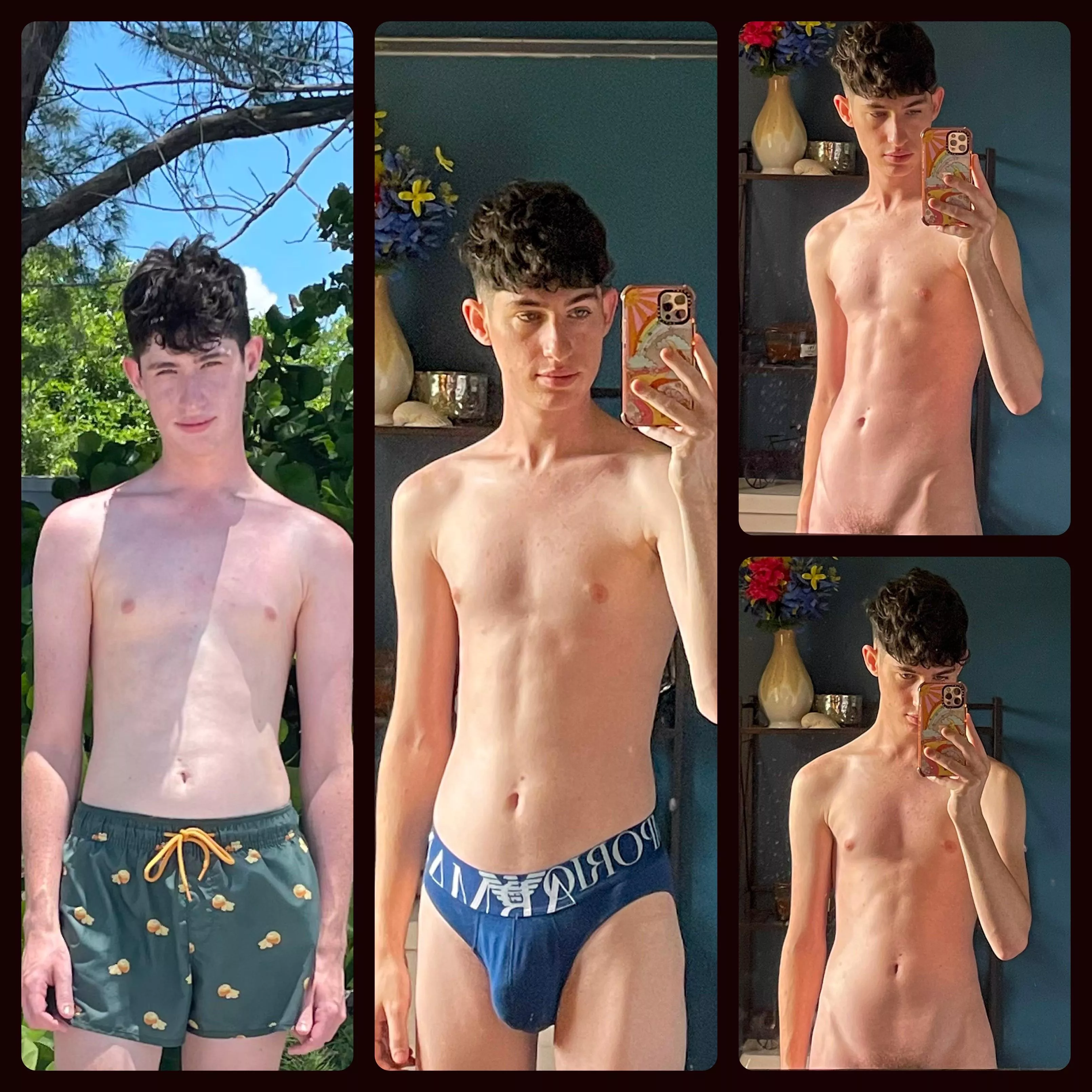 Body update after working out semi-regularly for around 6 months :). The pic on the far left is before I started and the other three are from today!