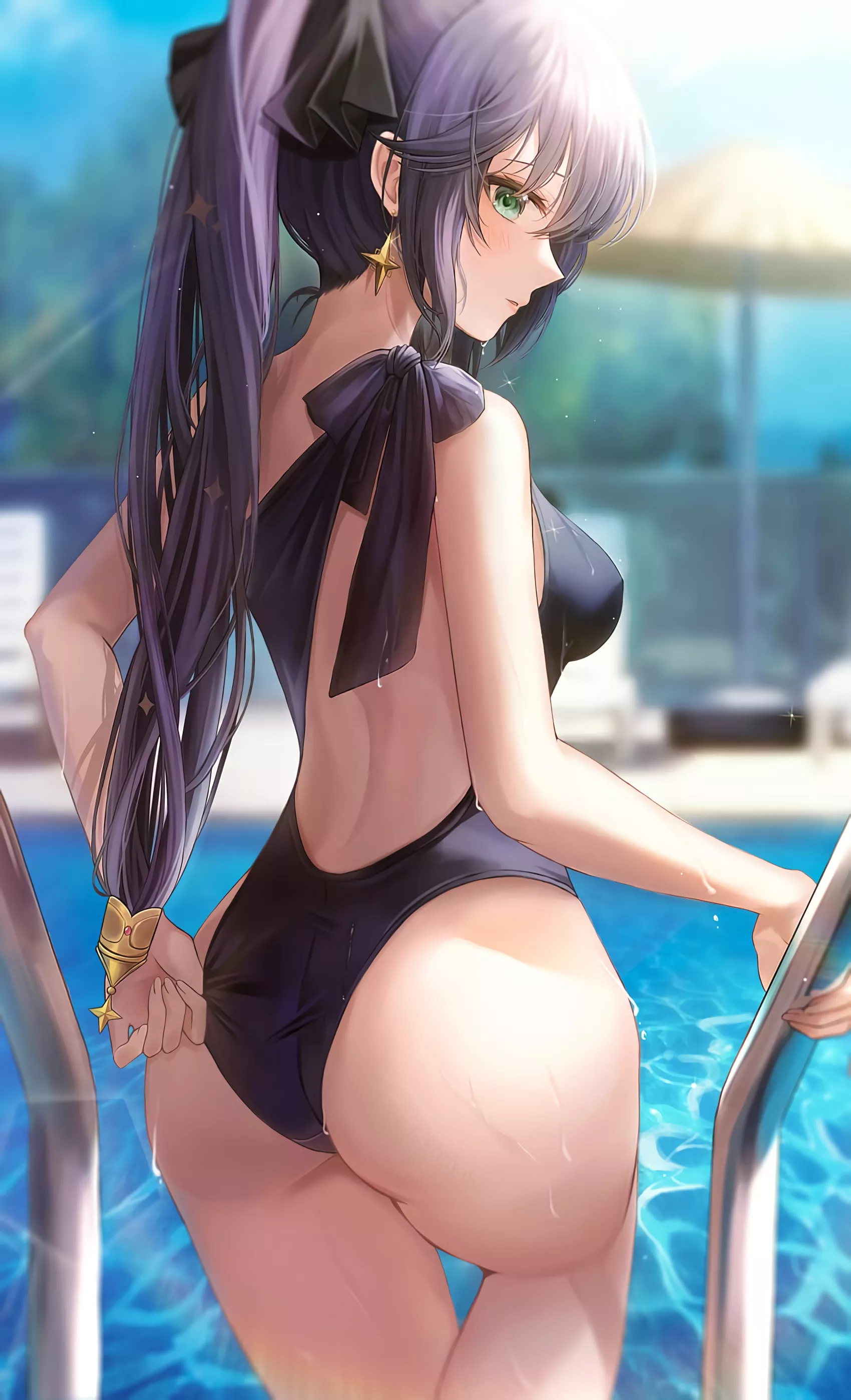 Mona hand on pool ladder (kumi86kumi) [Genshin Impact]