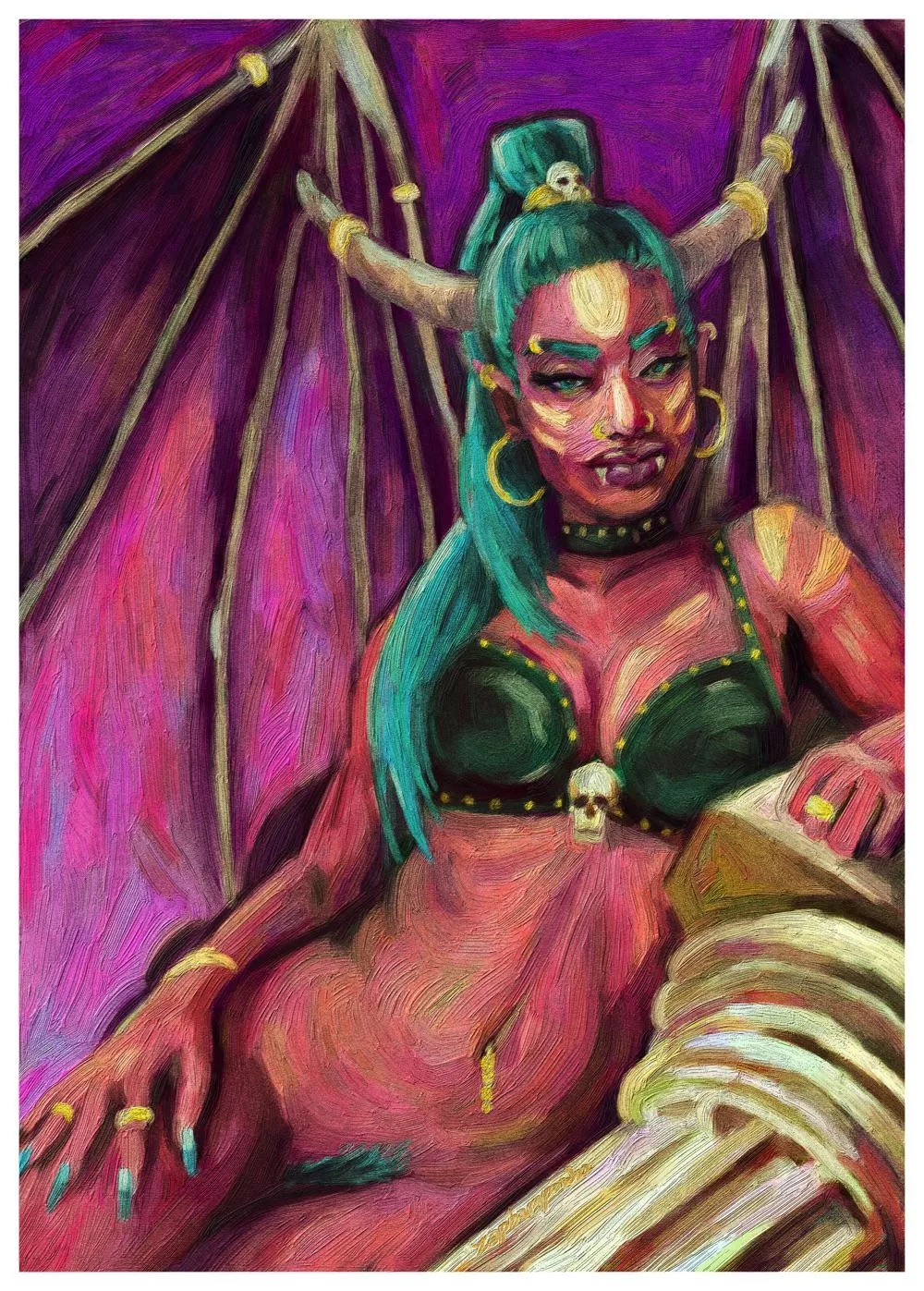 A nice demonic pin up. Digital painting by me.