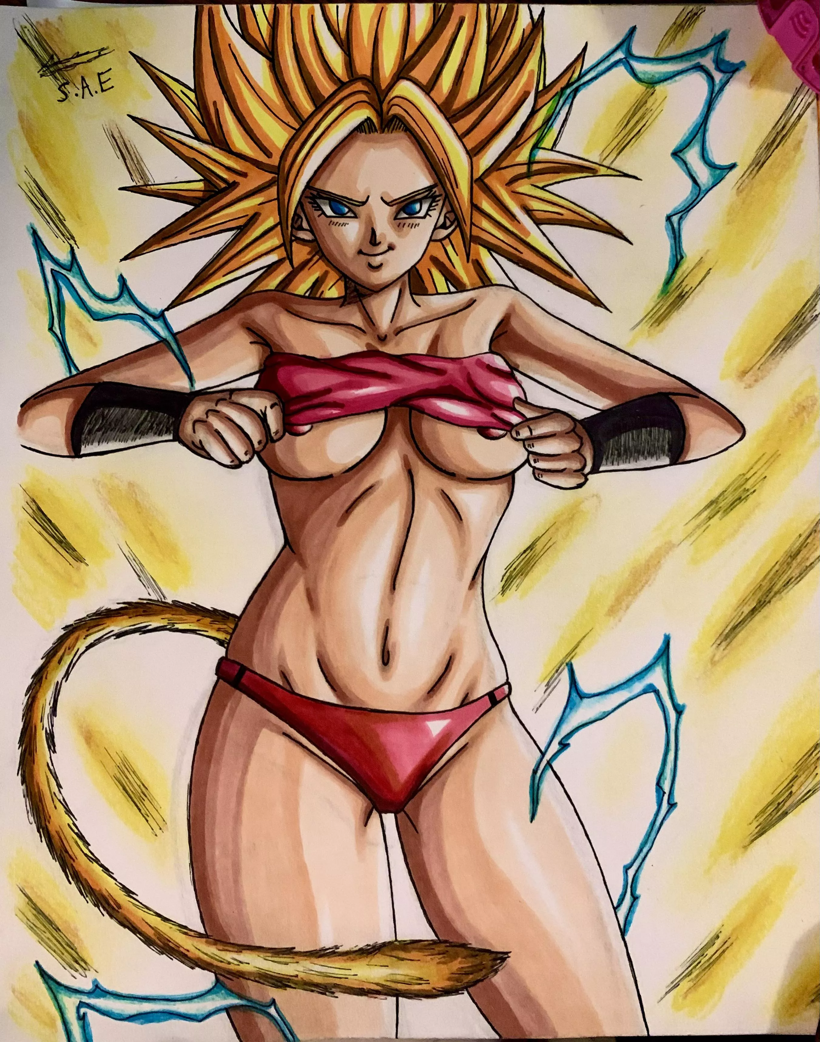 My Drawing of Caulifla showing off.