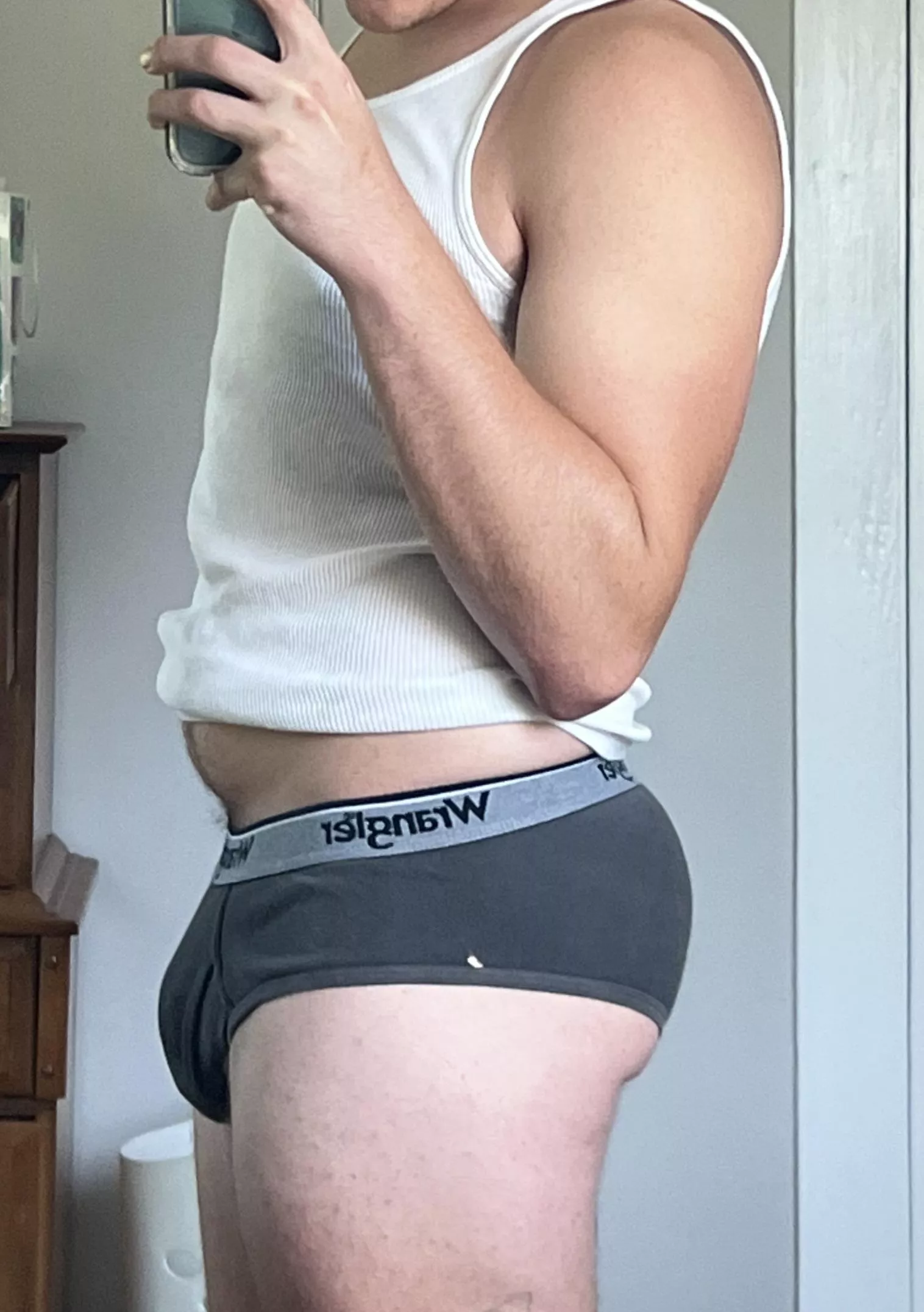 Big bulge up front and big ass around back 😳