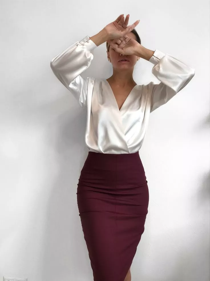 Burgundy and White Satin