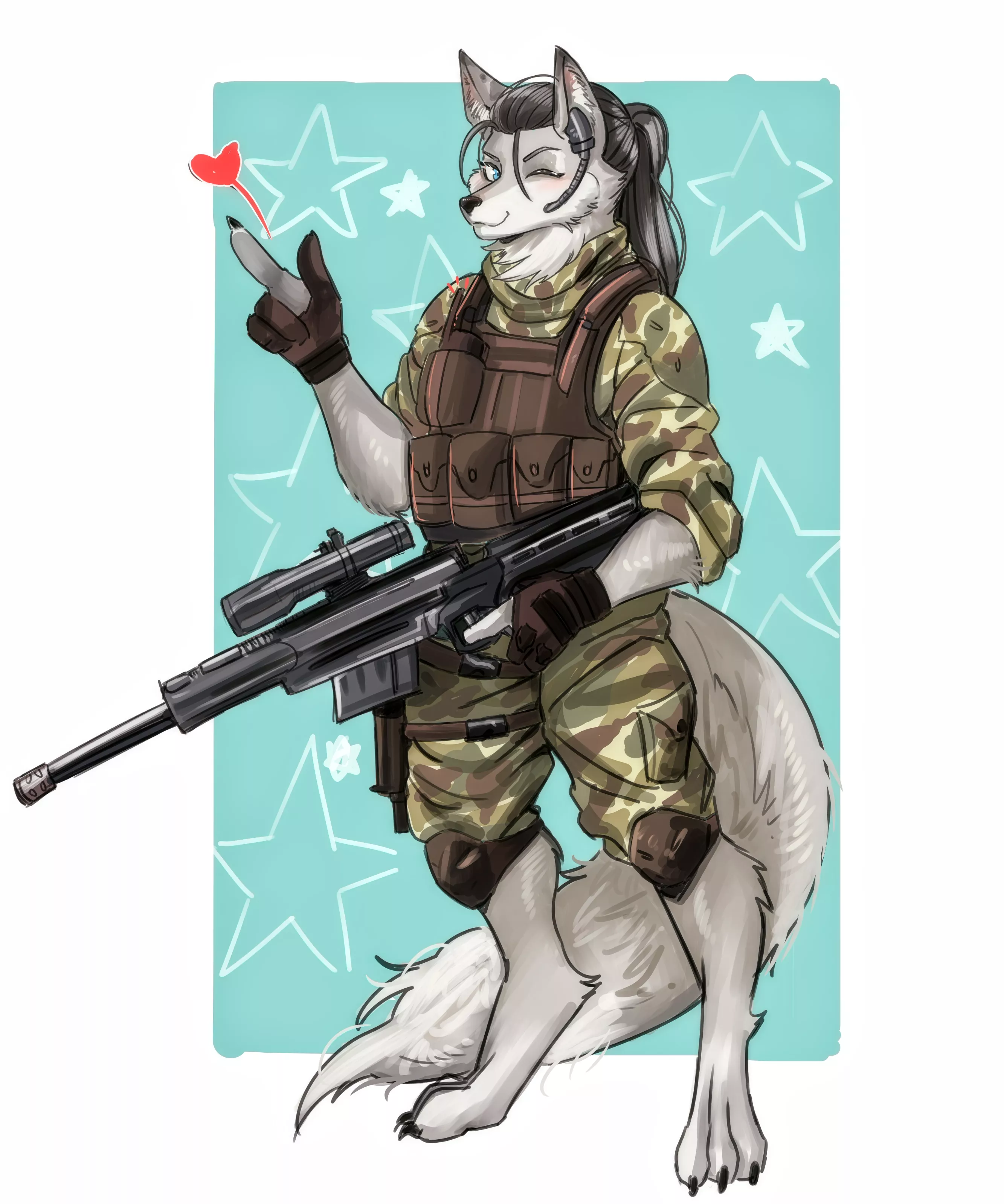 Cute wolf soldier comm I made!! She is so lovely!