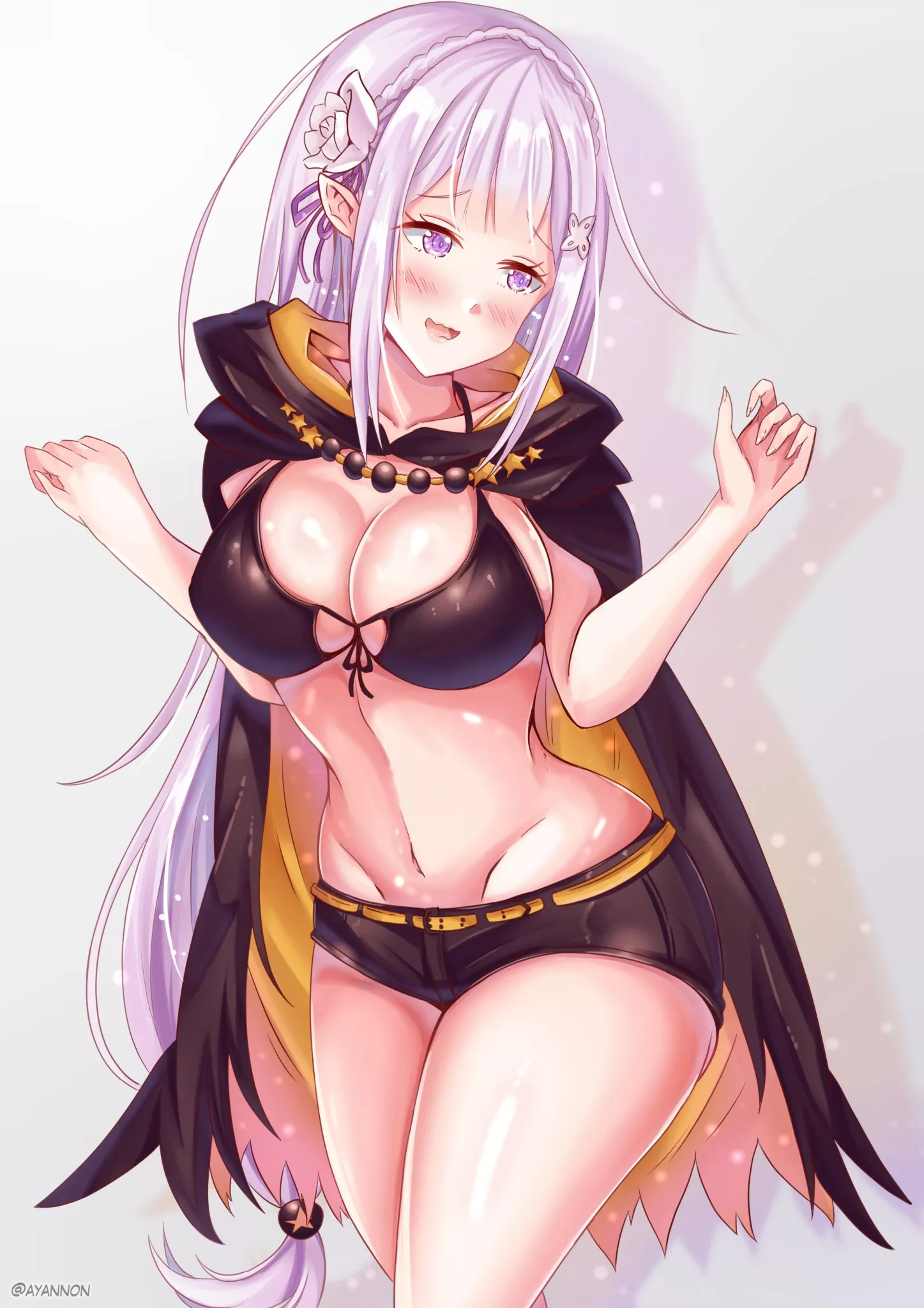 Emilia wearing Shaula's outfit (By ayannon_yumme) [Re: Zero]